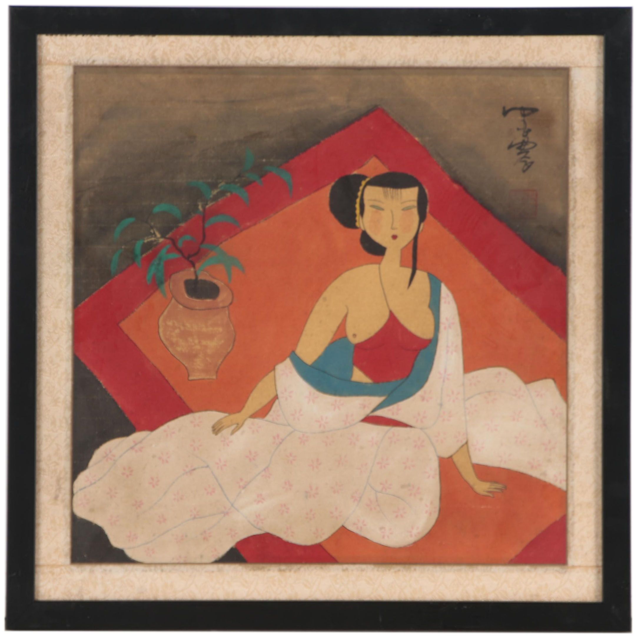 Mo Nong Gouache Painting of Chinese Woman