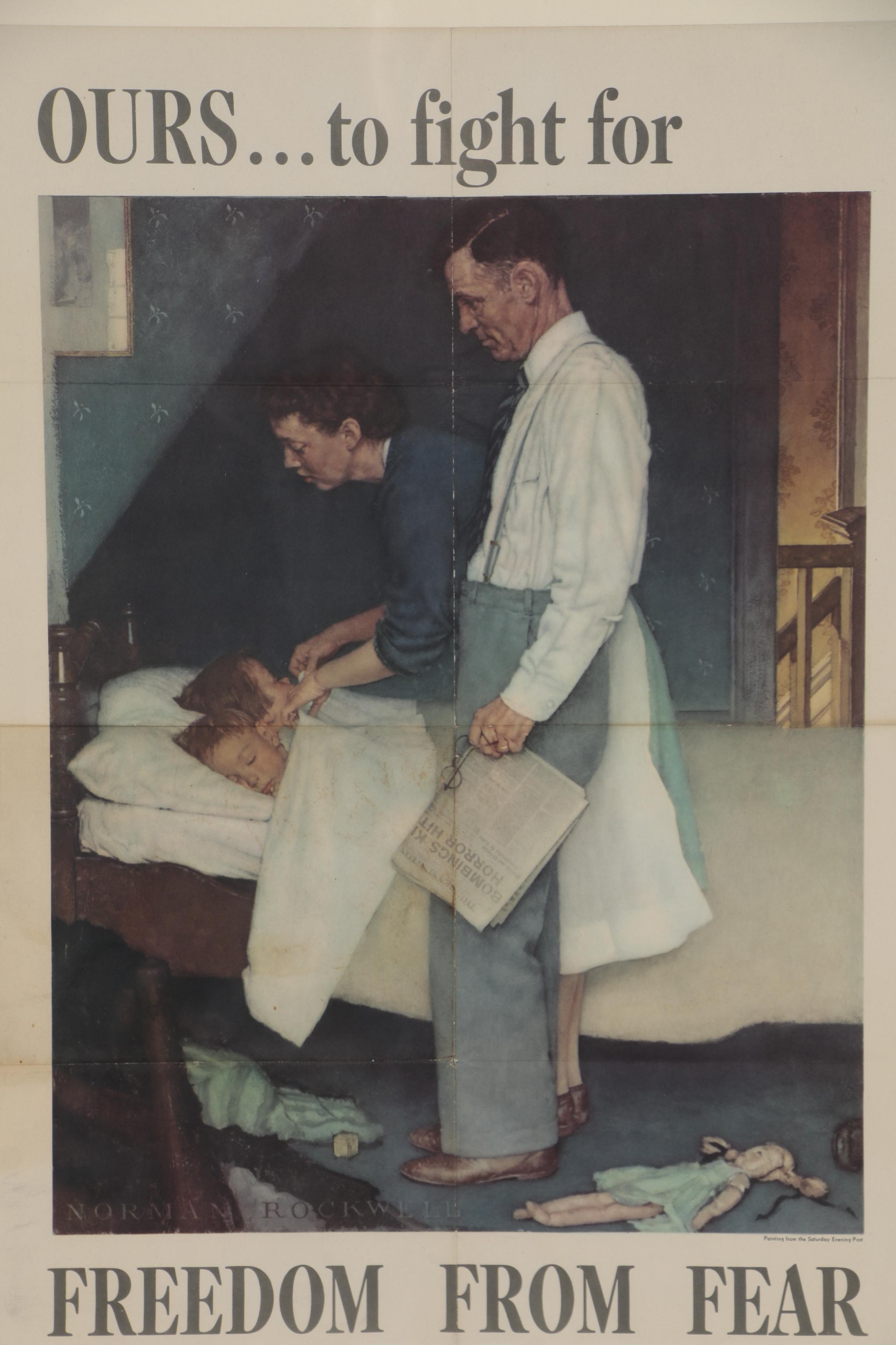 Designed by Norman Rockewell Poster "Freedom from Fear", 1943