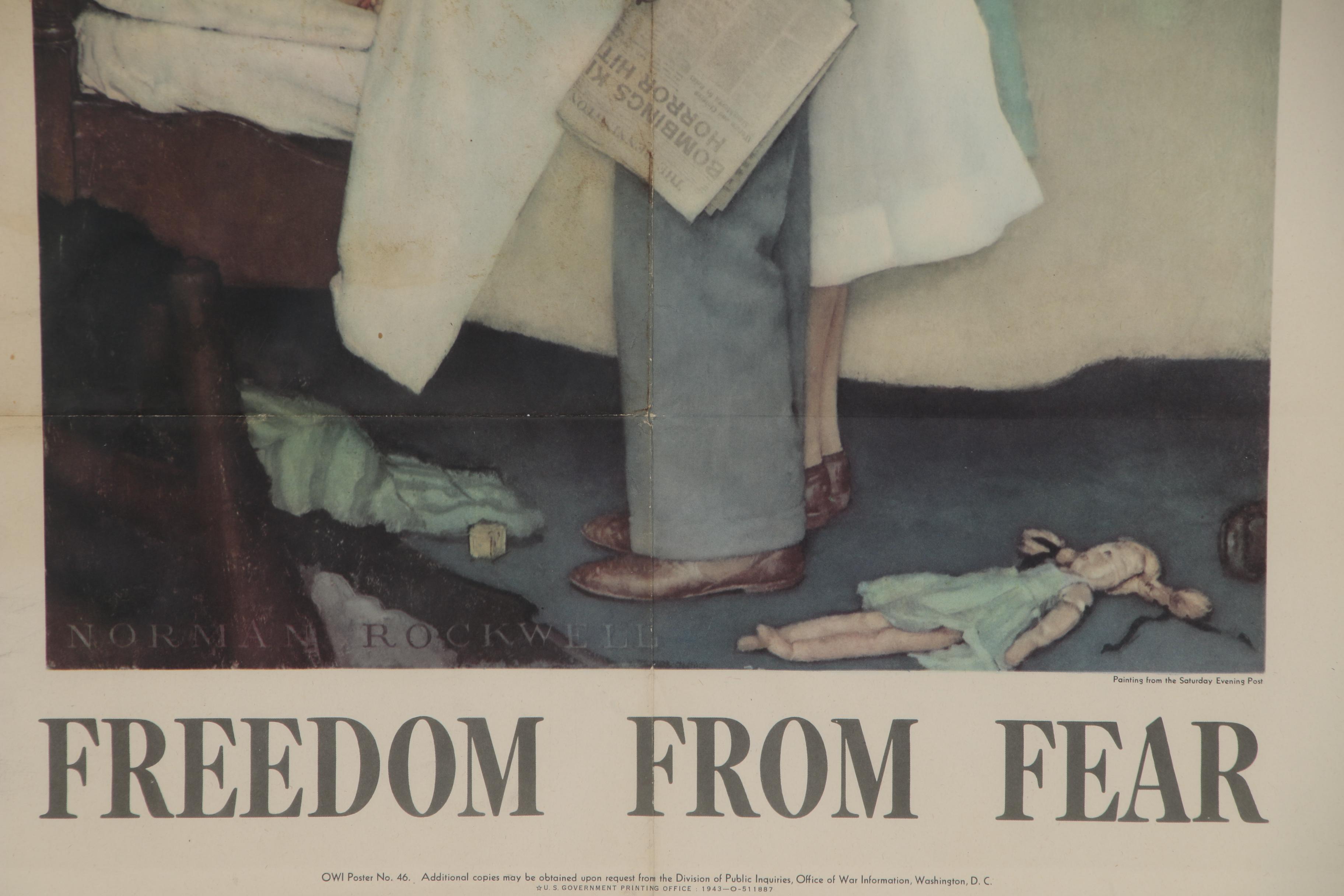 Designed by Norman Rockewell Poster "Freedom from Fear", 1943