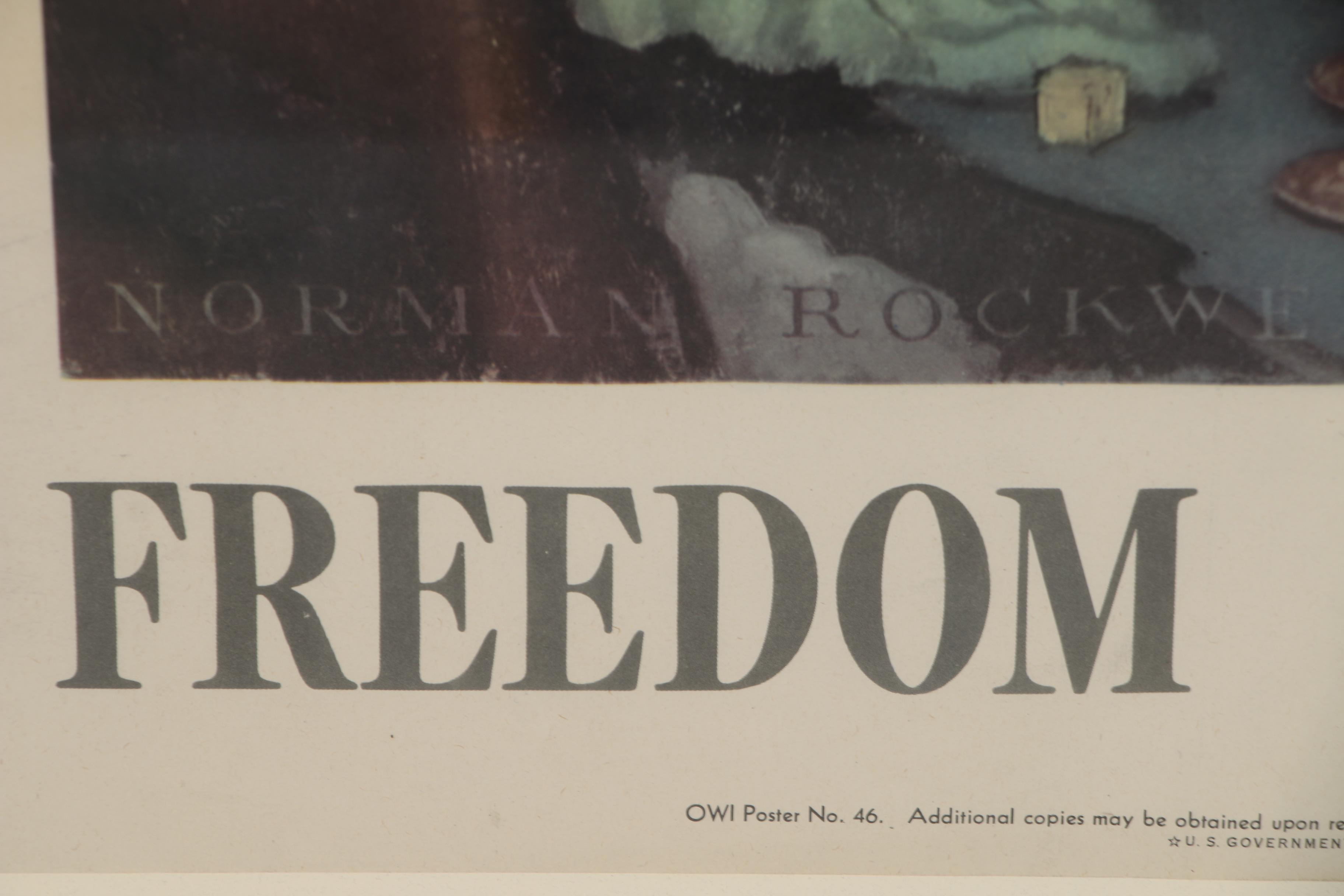 Designed by Norman Rockewell Poster "Freedom from Fear", 1943