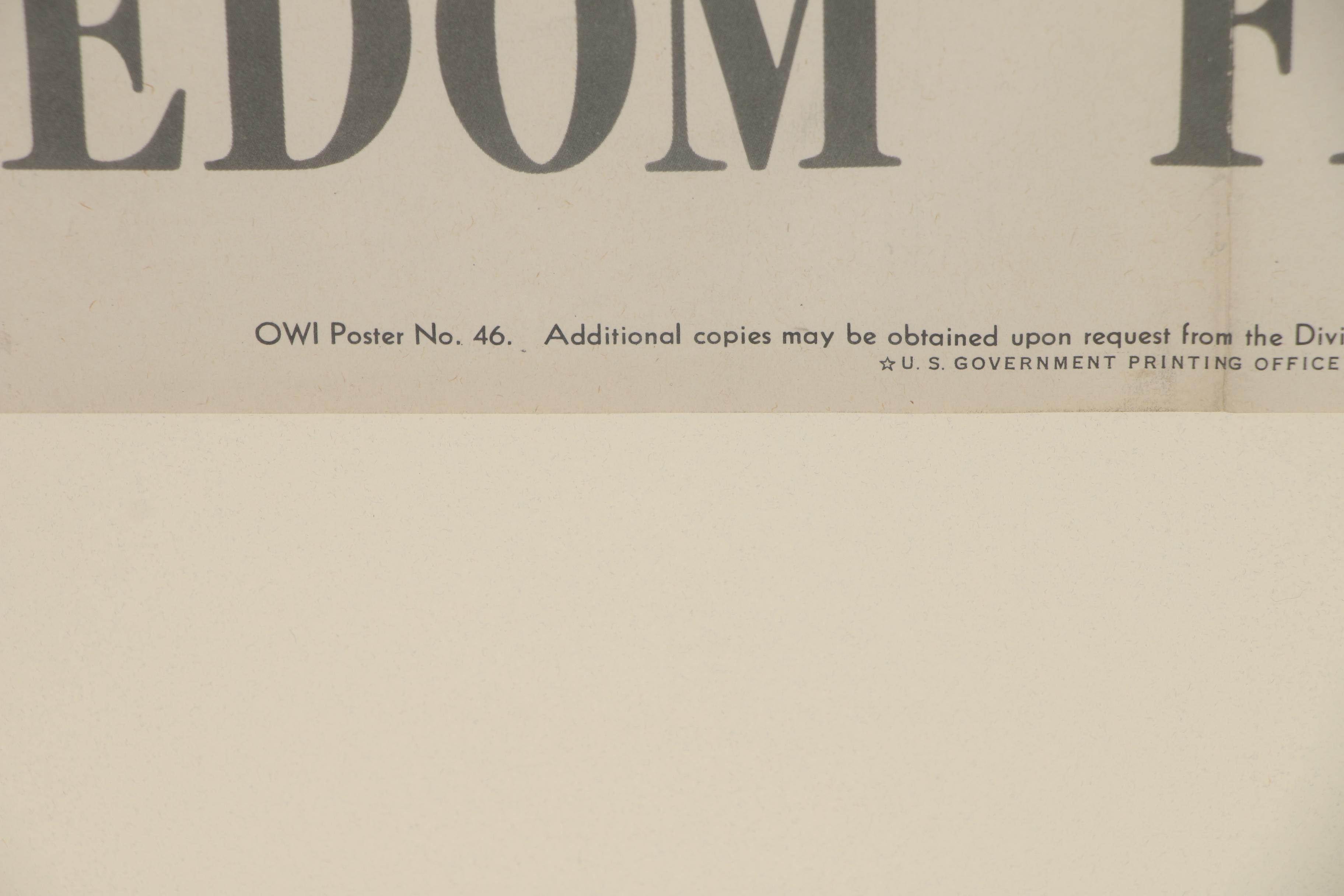 Designed by Norman Rockewell Poster "Freedom from Fear", 1943