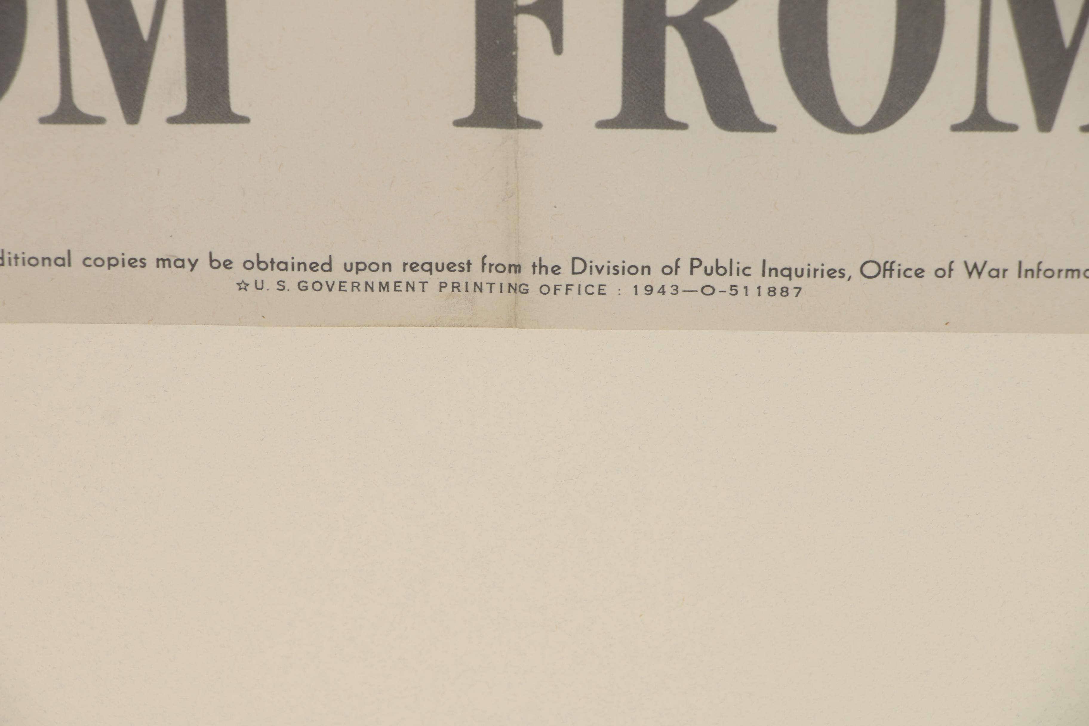 Designed by Norman Rockewell Poster "Freedom from Fear", 1943