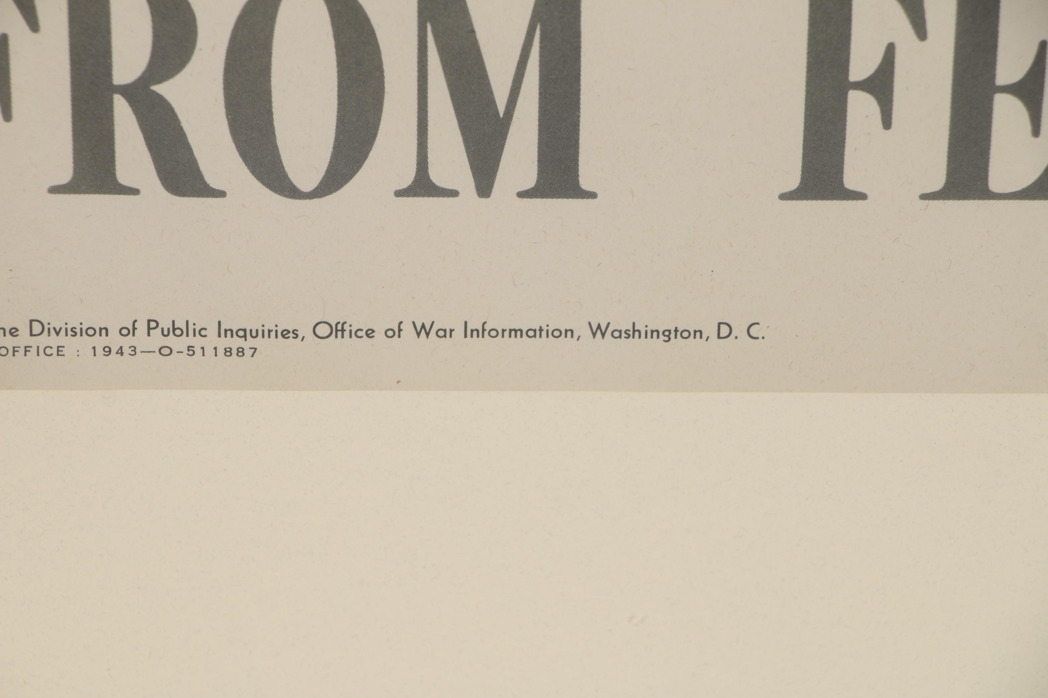 Designed by Norman Rockewell Poster "Freedom from Fear", 1943