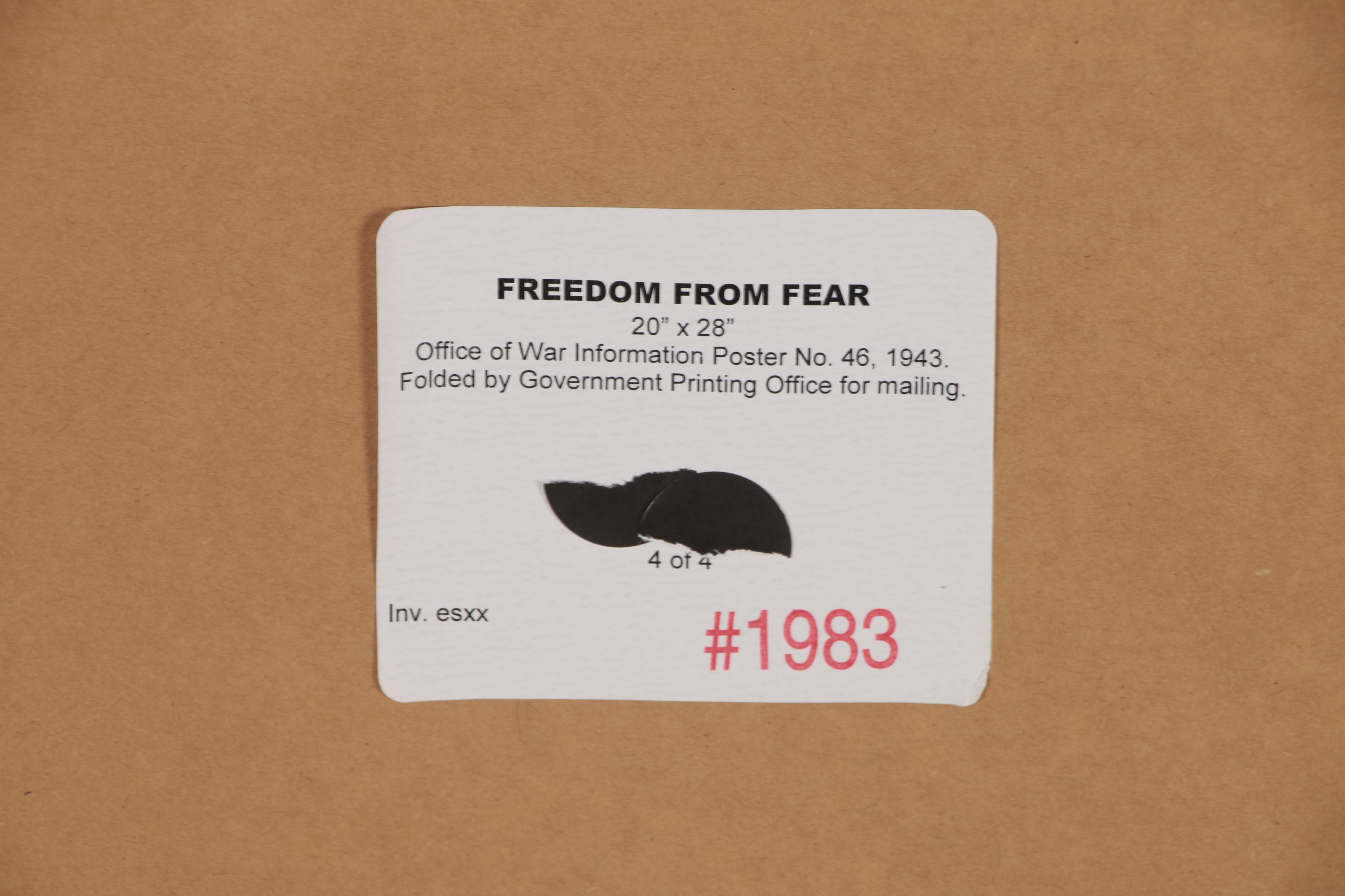 Designed by Norman Rockewell Poster "Freedom from Fear", 1943