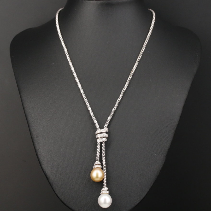 18K Gold Pearl and Diamond Negligee Necklace