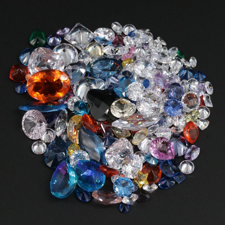 Loose 414.22 CTW Gemstones Including Synthetic Spinel and Quartz