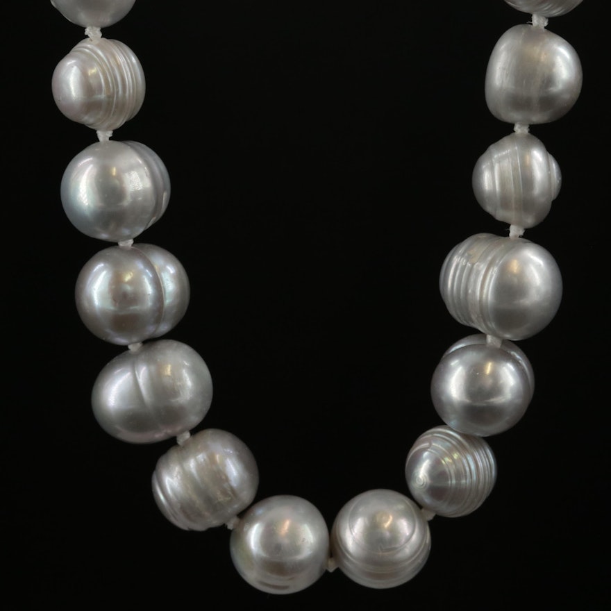 Endless Strand of Silver Gray Pearls