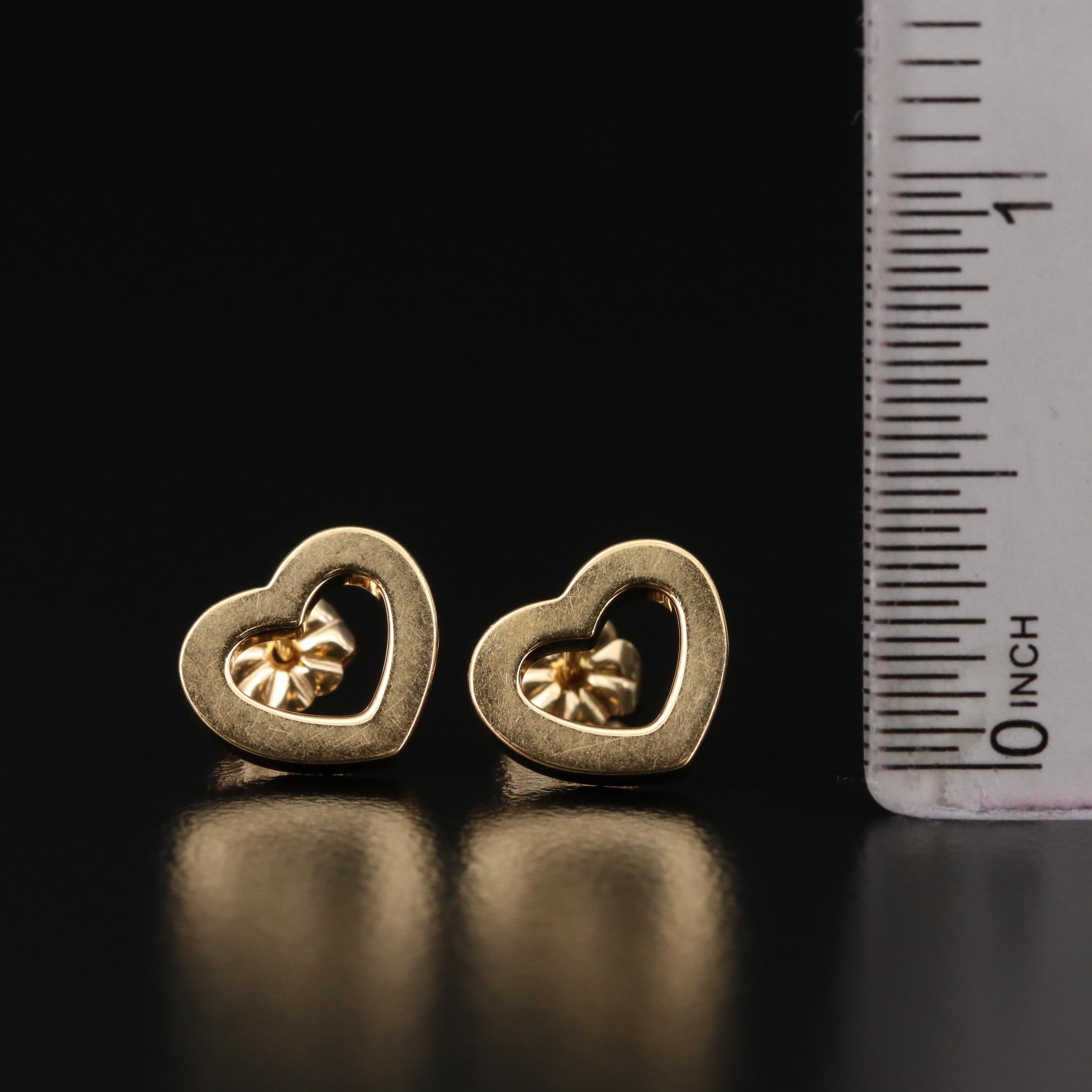Vintage Tiffany & Co. 18K Gold Heart Stud Earrings