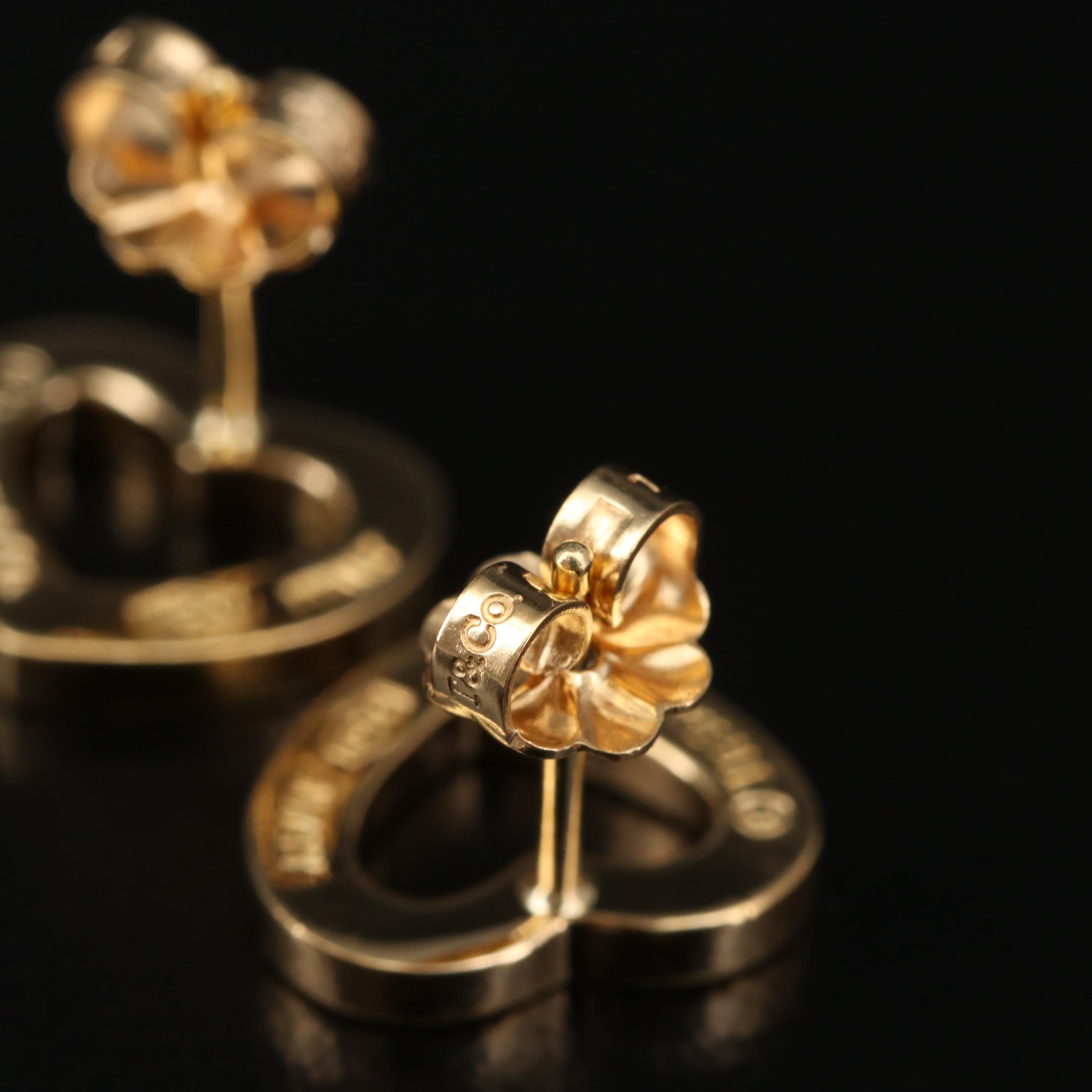 Vintage Tiffany & Co. 18K Gold Heart Stud Earrings