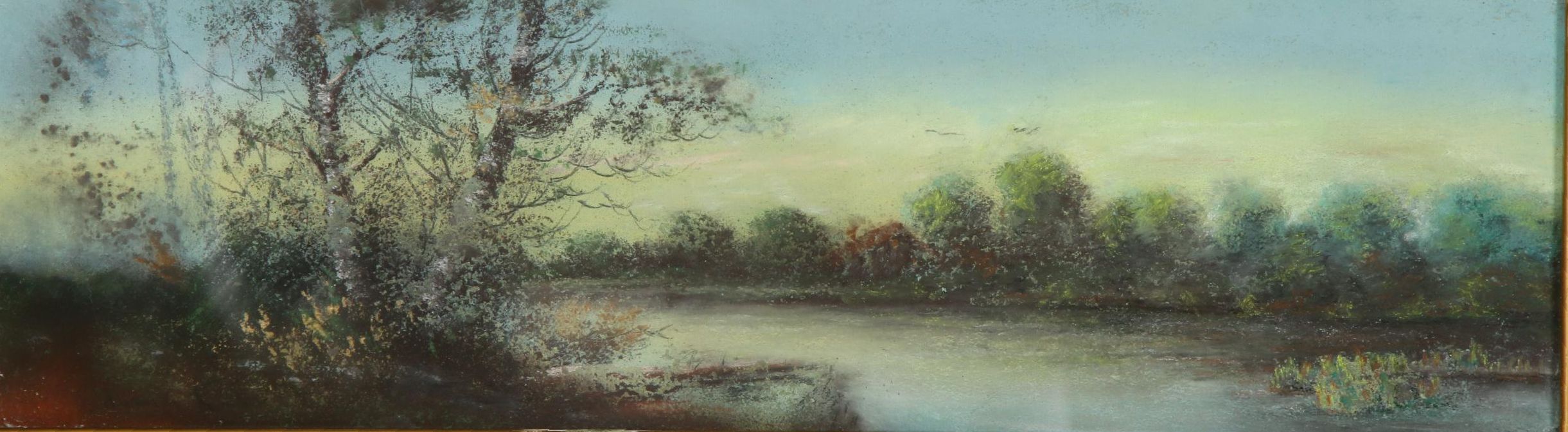 River Scene Pastel Drawing