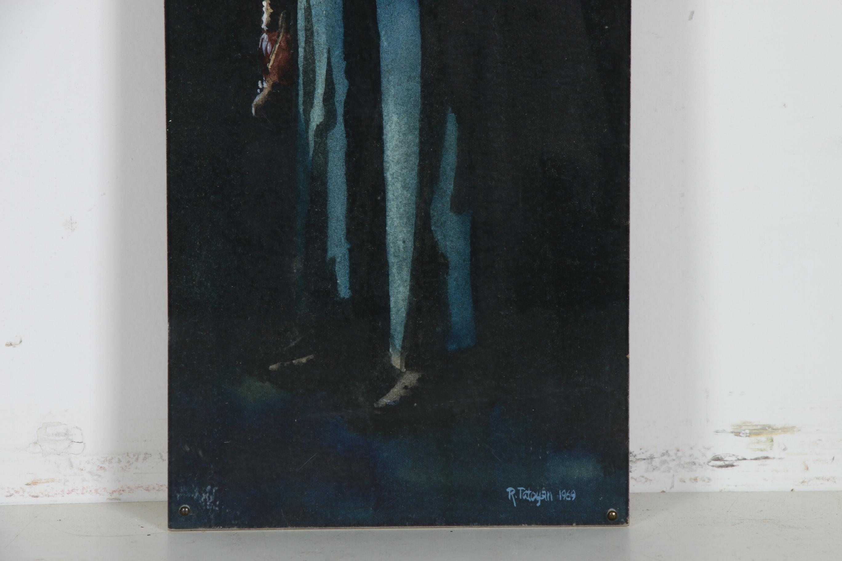 Watercolor Painting of a Train Conductor, 1969