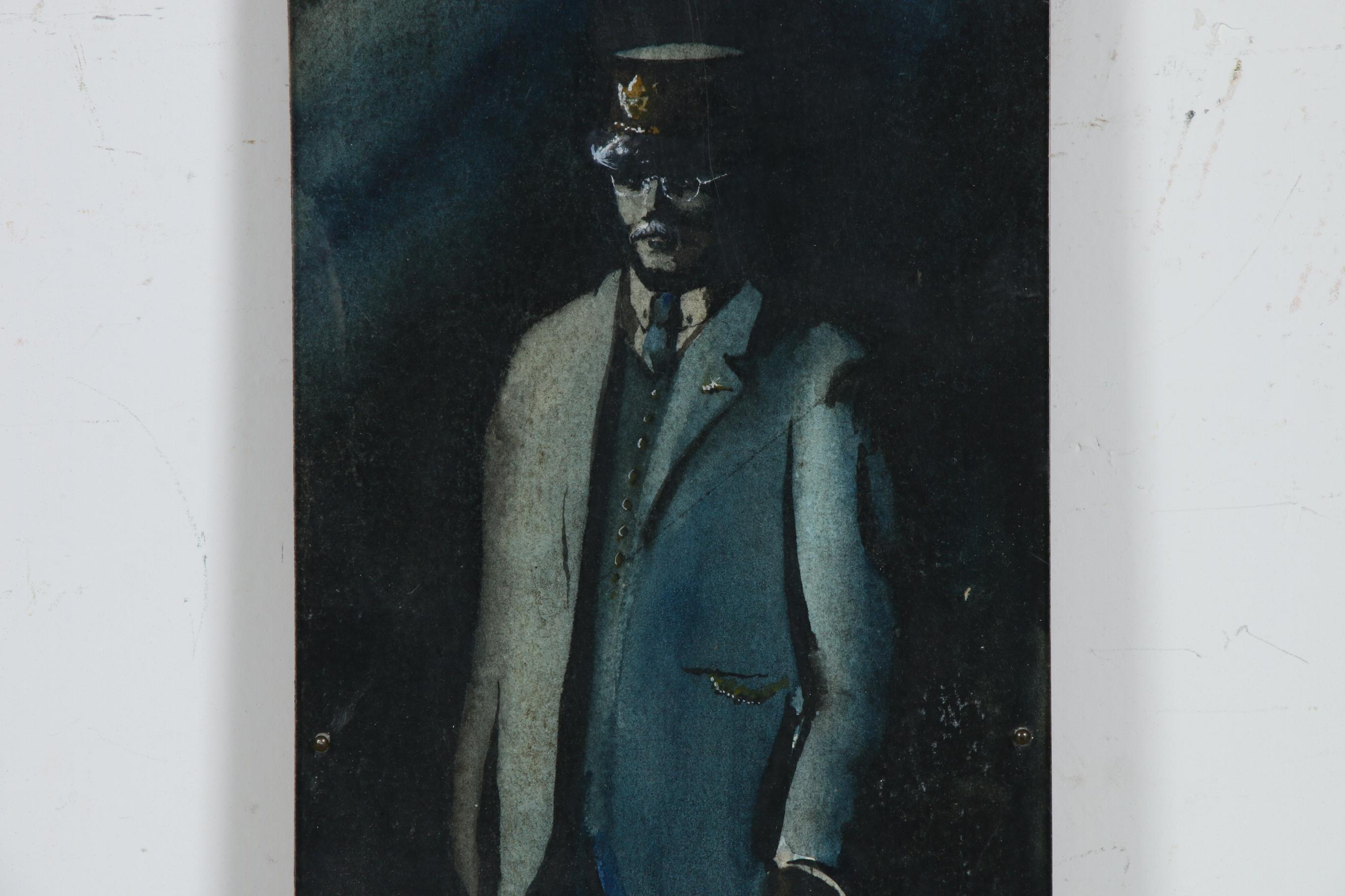 Watercolor Painting of a Train Conductor, 1969