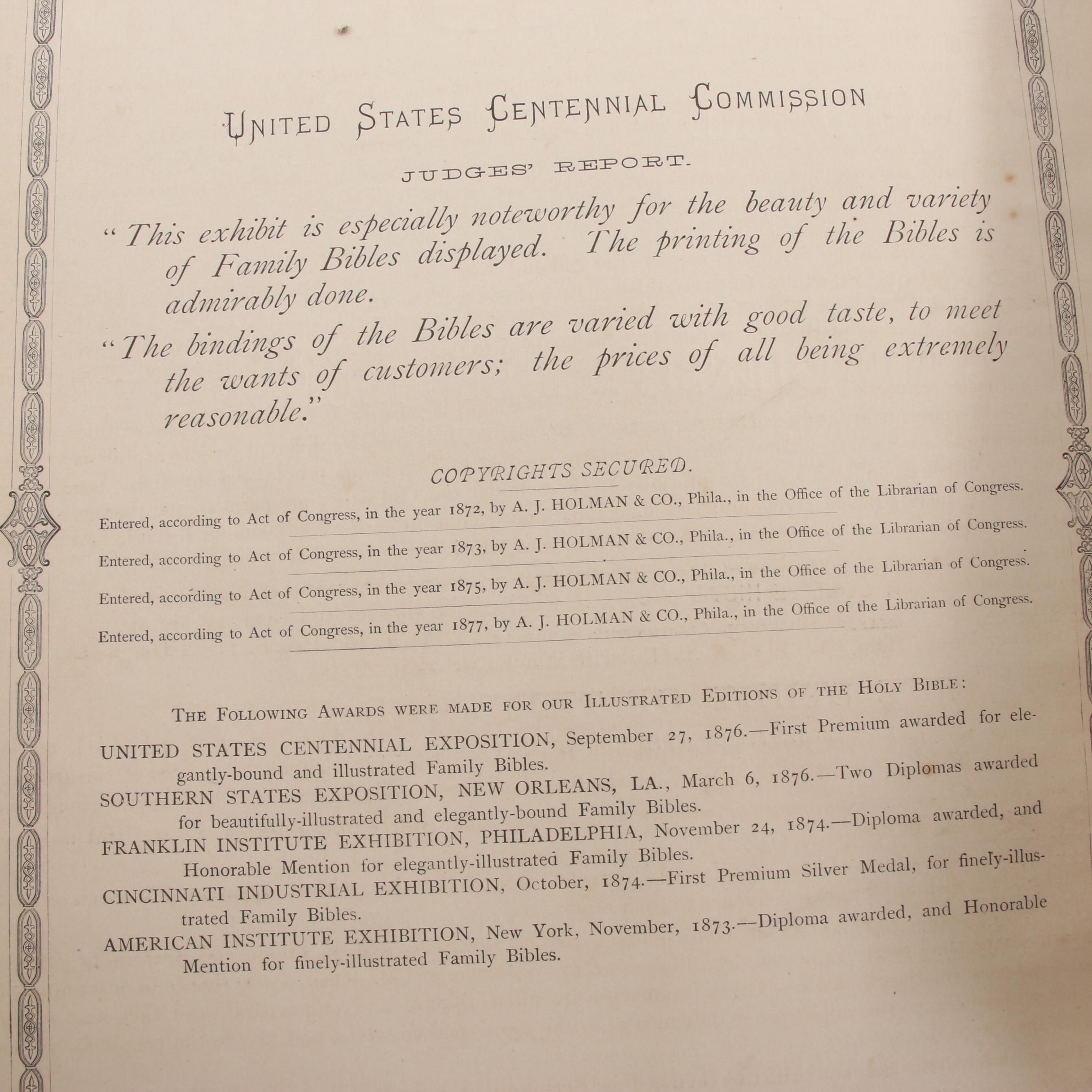 1881 "The Holy Bible with Complete Concordance and Bible Dictionary"
