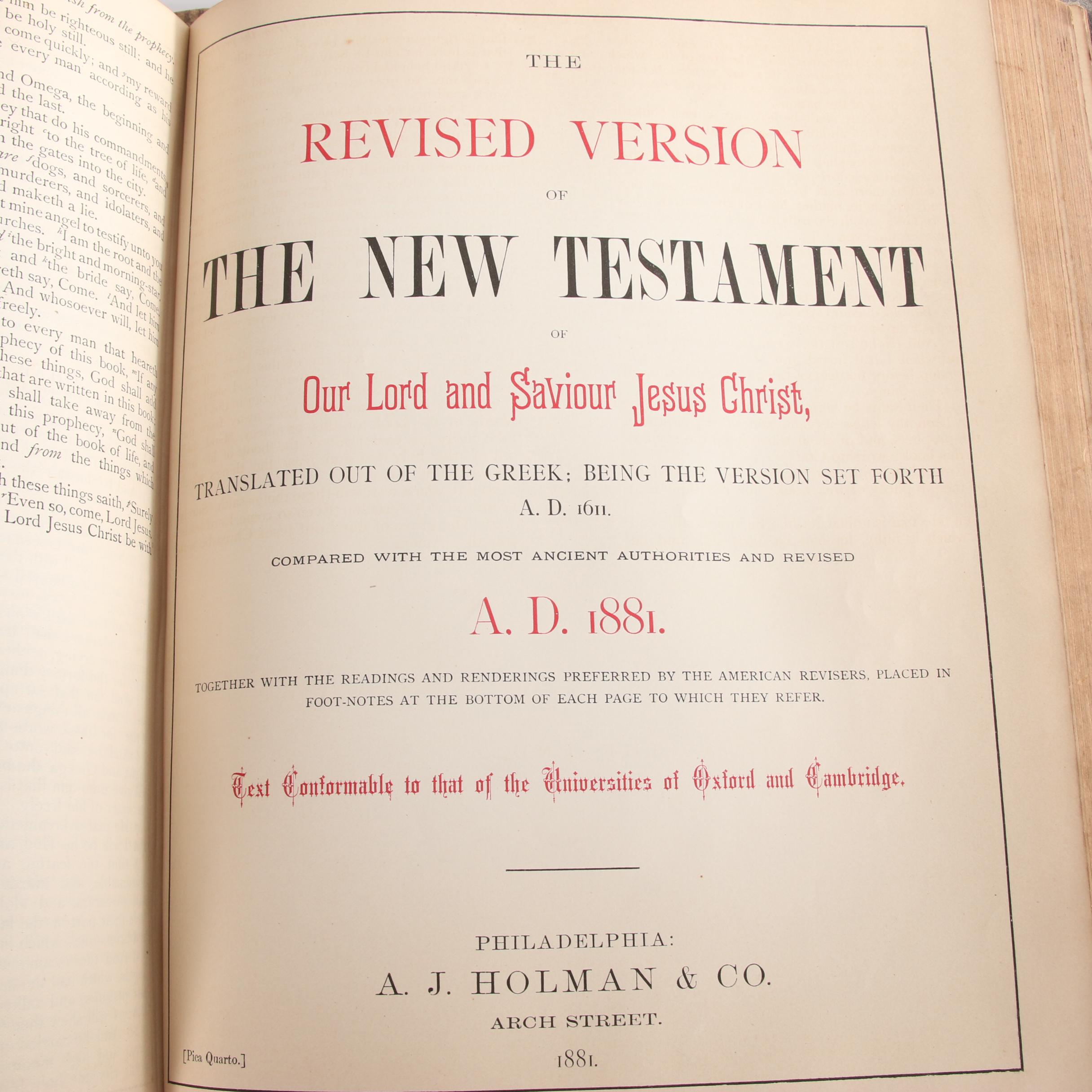 1881 "The Holy Bible with Complete Concordance and Bible Dictionary"