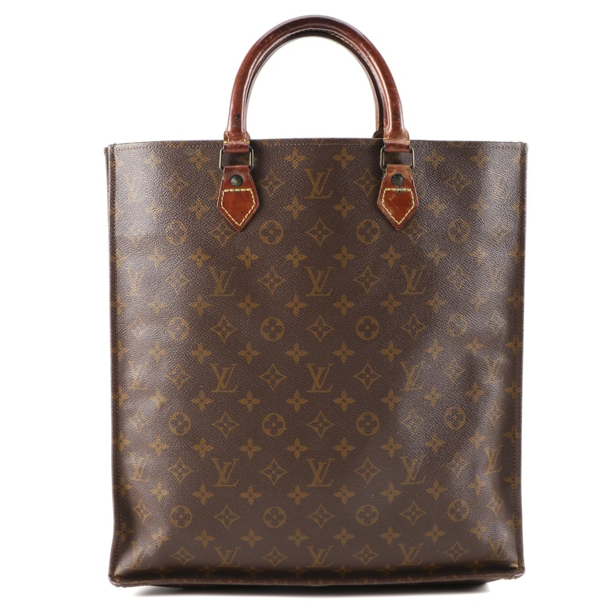 Louis Vuitton Sac Plat in Monogram Coated Canvas and Vachetta Leather