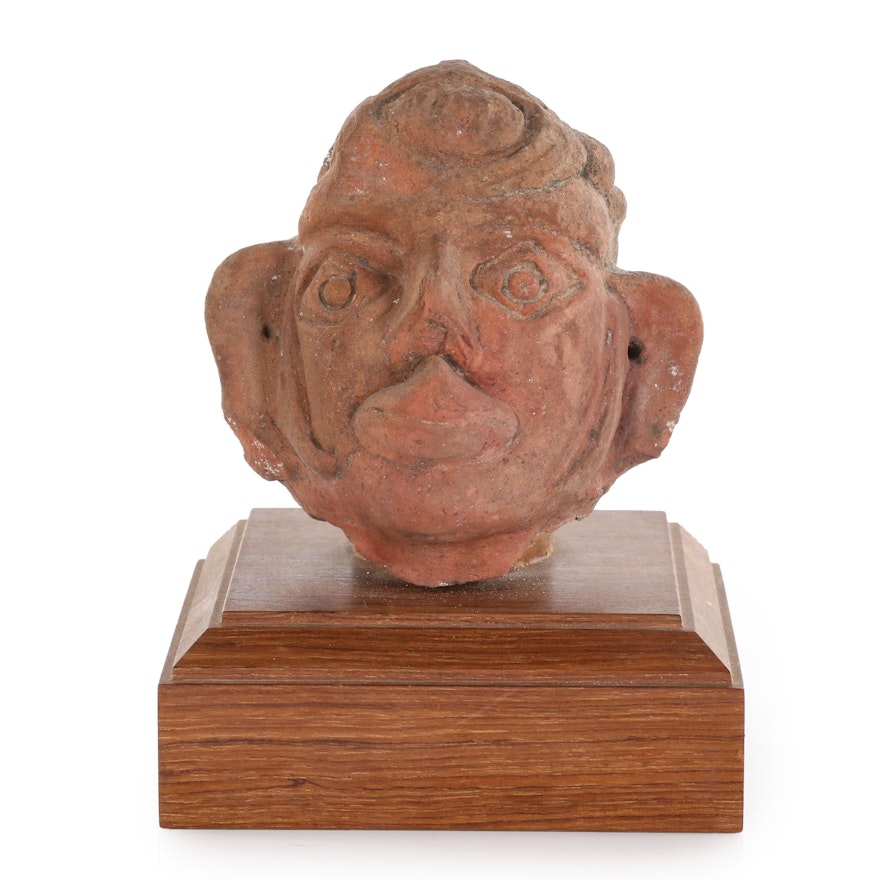 Indian Gupta Terracotta Head of a Deity, Probably 7th Century