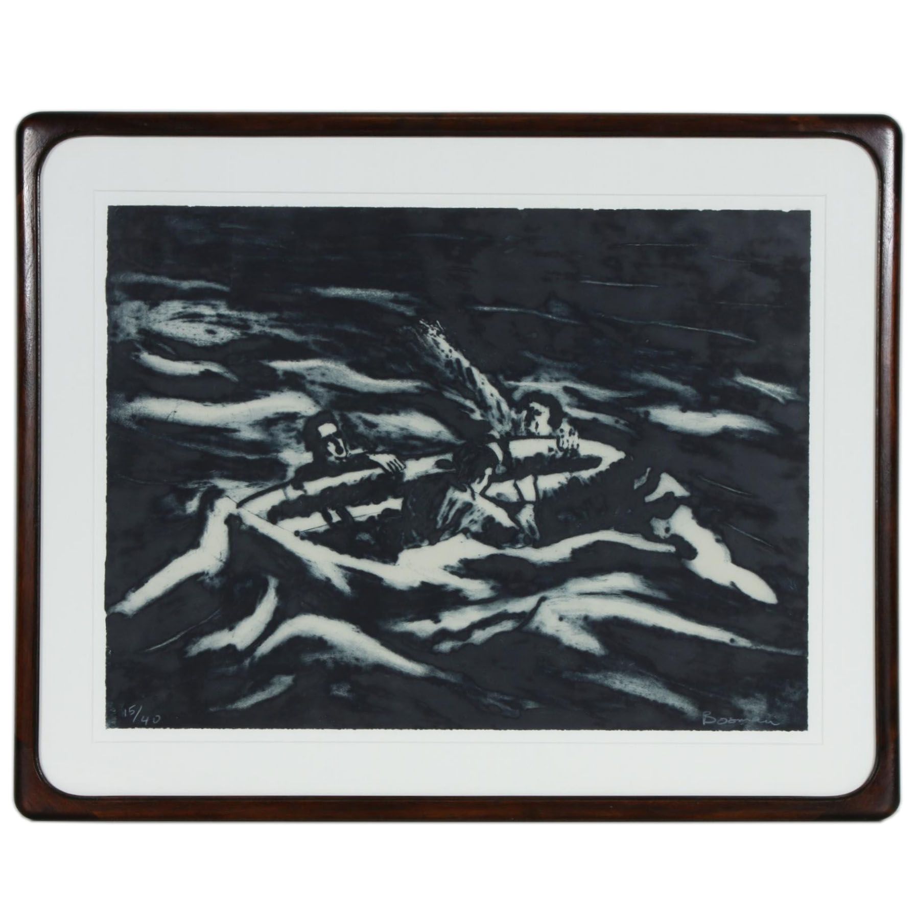 Richard Bosman Etching and Carborundum Print "Life Raft", circa 1984
