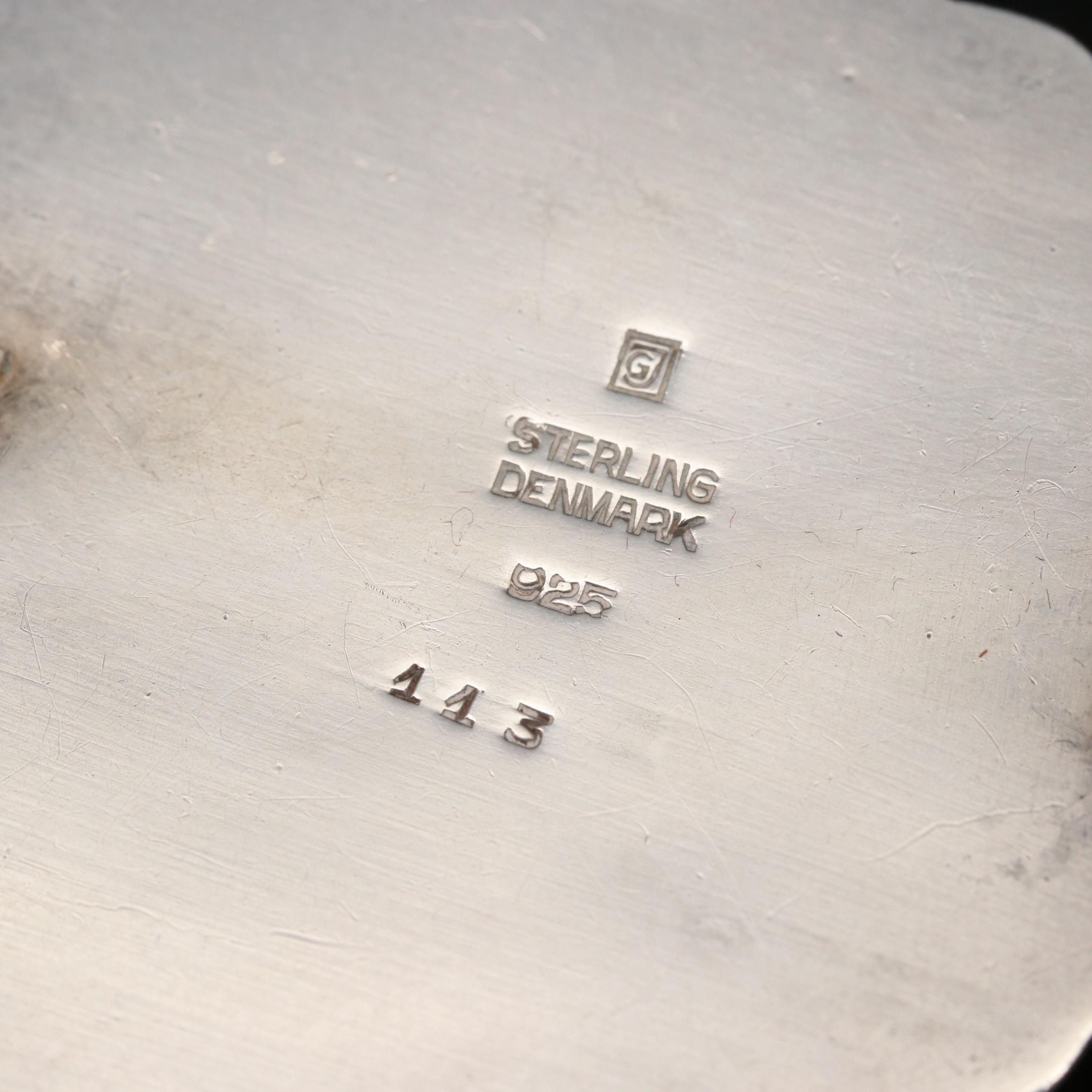 Vintage Georg Jensen Sterling Pansy Brooch with Presentation Box