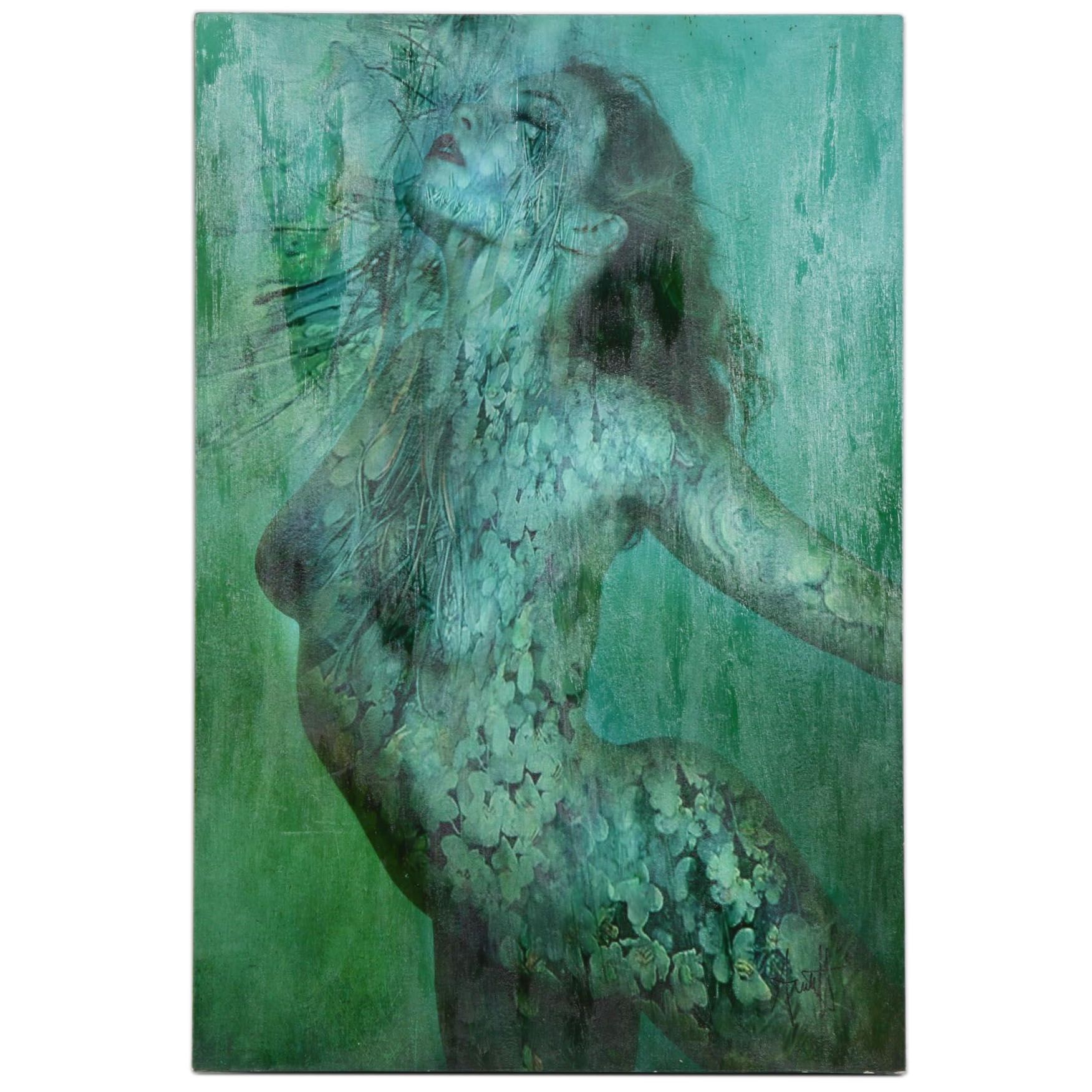 Chad Awalt Figural Embellished Offset Lithograph