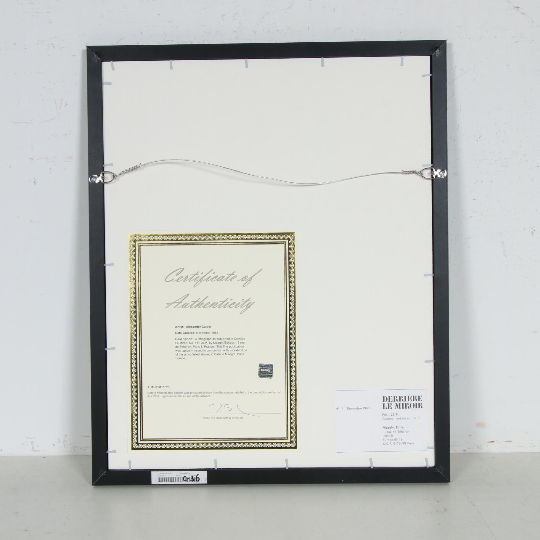 Alexander Calder Color Lithograph for "Derrière le Miroir", 1963