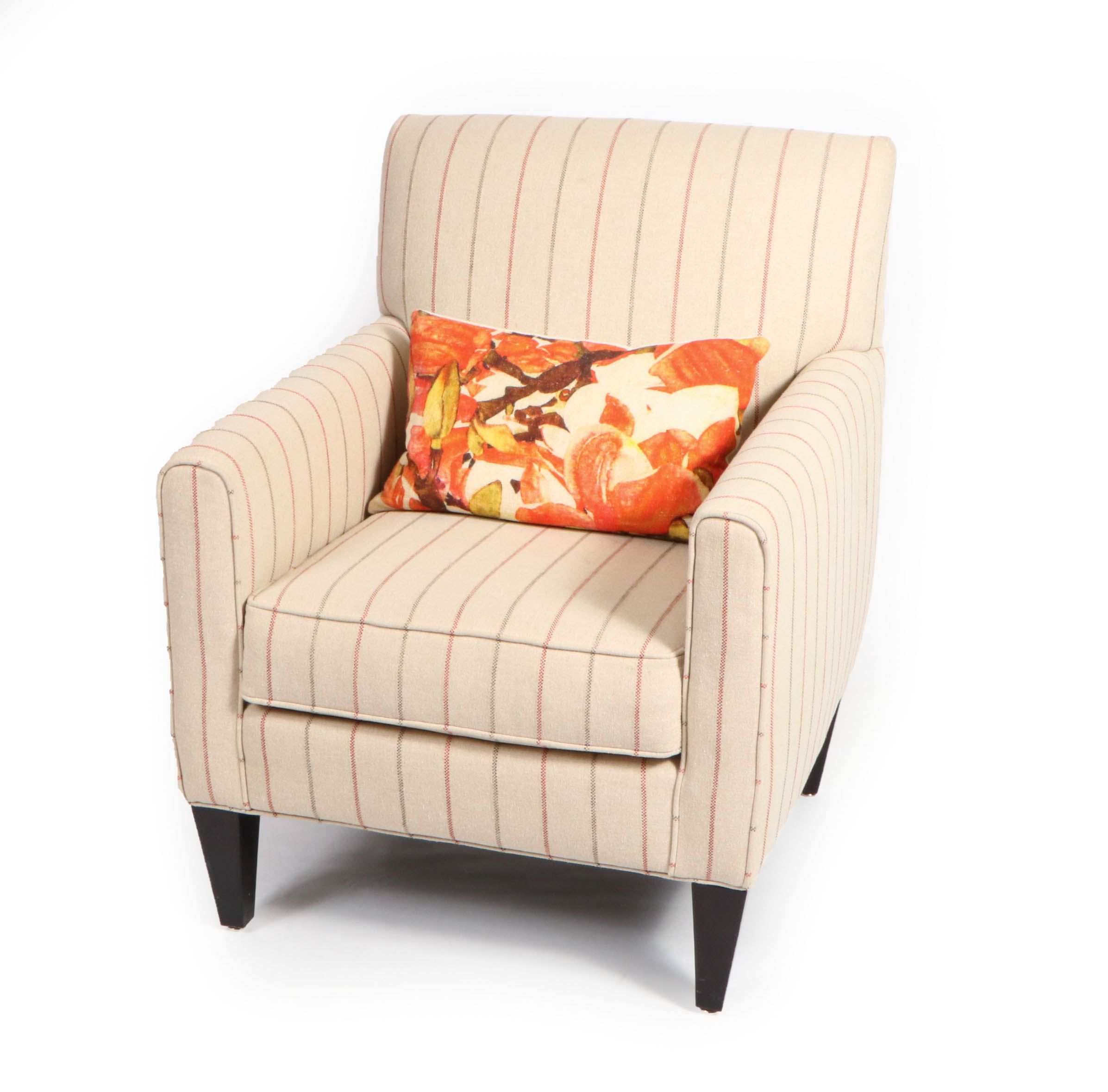 Rowe Furniture Striped Armchair with Decorative Pillow