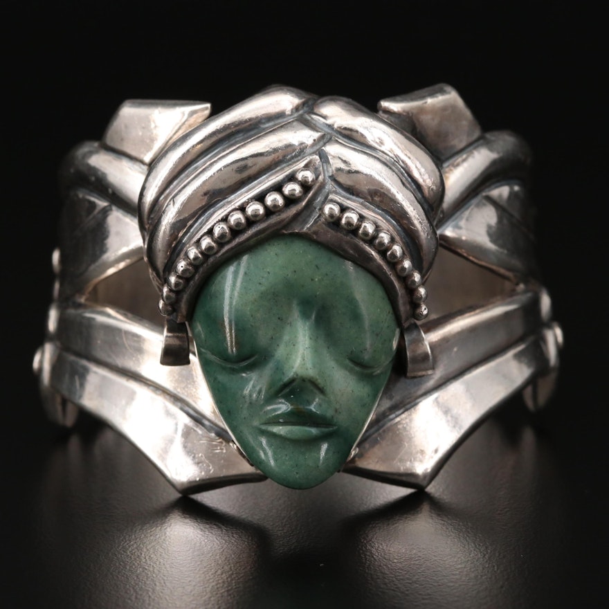 Taxco 980 Silver Figural Clamper Cuff Bracelet