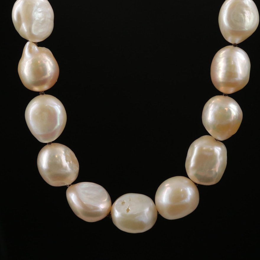 Cultured Pearl Necklace With 14K Yellow Gold Clasp