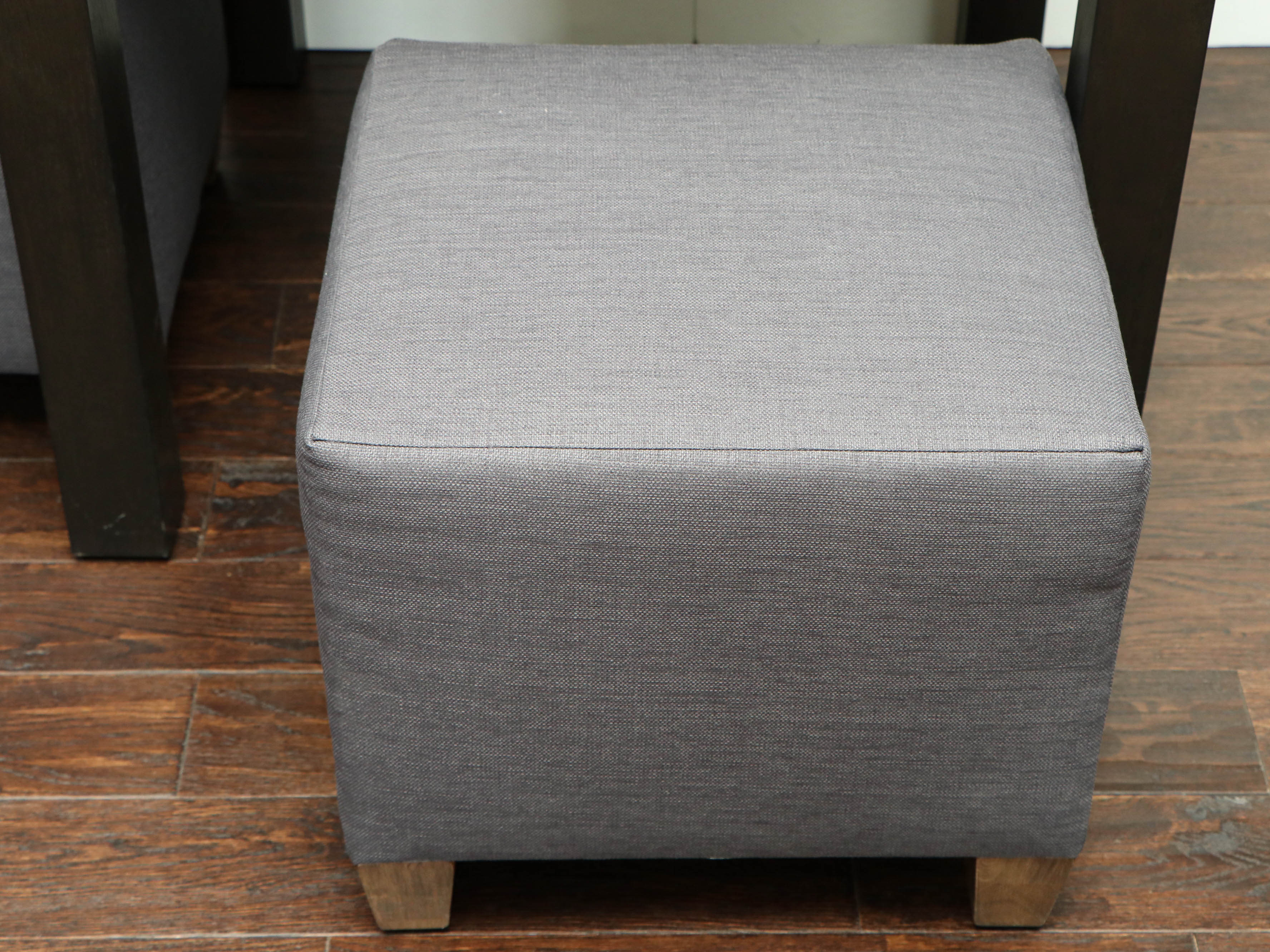 West Elm Breakfast Table in Espresso with Grey Upholstered Ottomans
