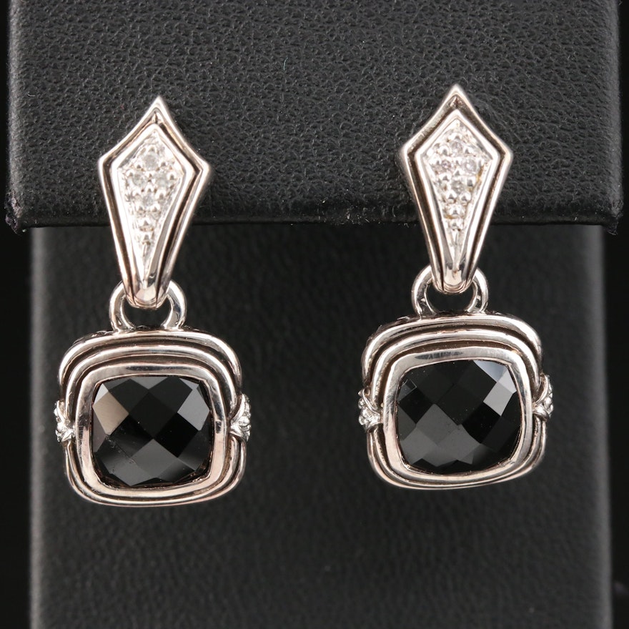 Scott Kay Sterling Silver Black Onyx and Diamond Earrings