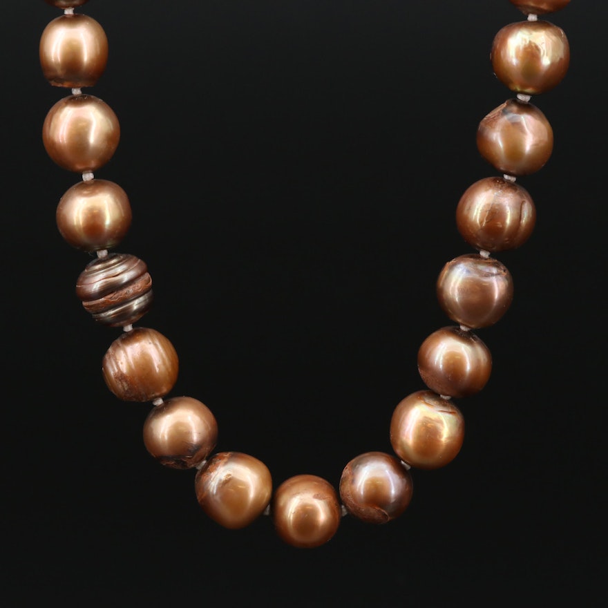 Hand Knotted Strand of Pearls with 14K Clasp