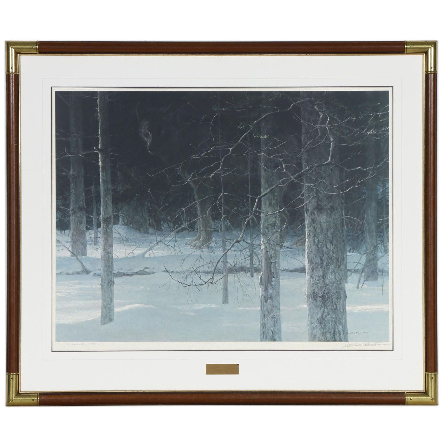 Robert Bateman Offset Lithograph "Midnight - Black Wolf", Late 20th Century