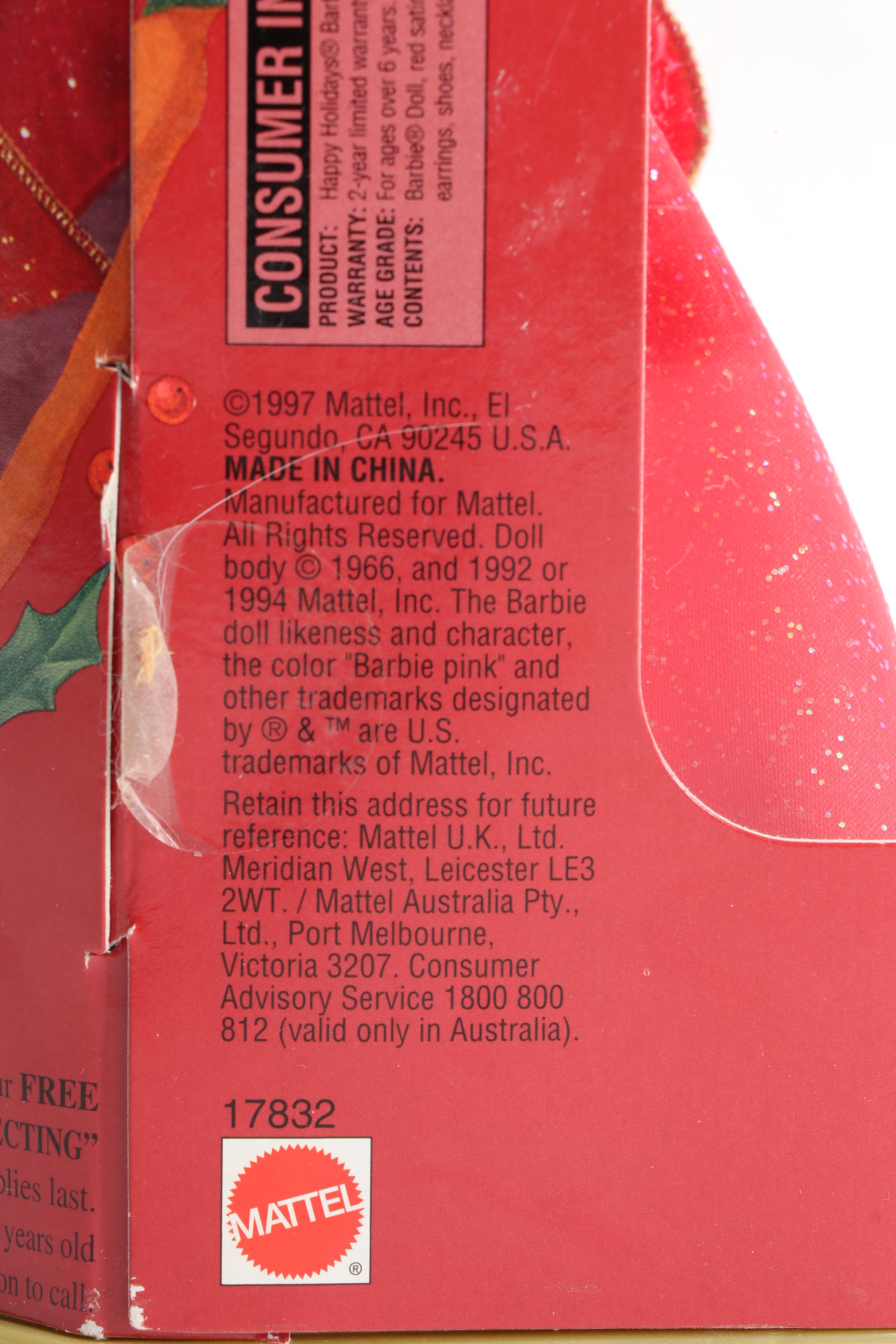 Mattel "Happy Holiday" Barbie Doll in Original Packaging, 1997