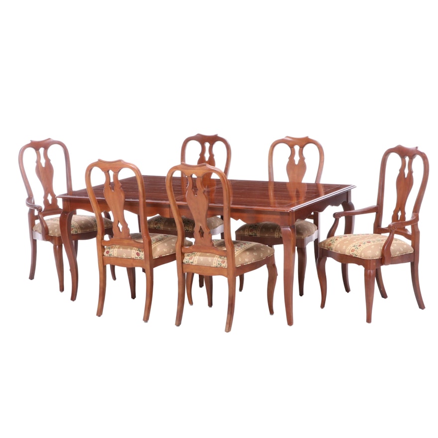 Ethan Allen French Provincial Style Walnut Seven-Piece Dining Set