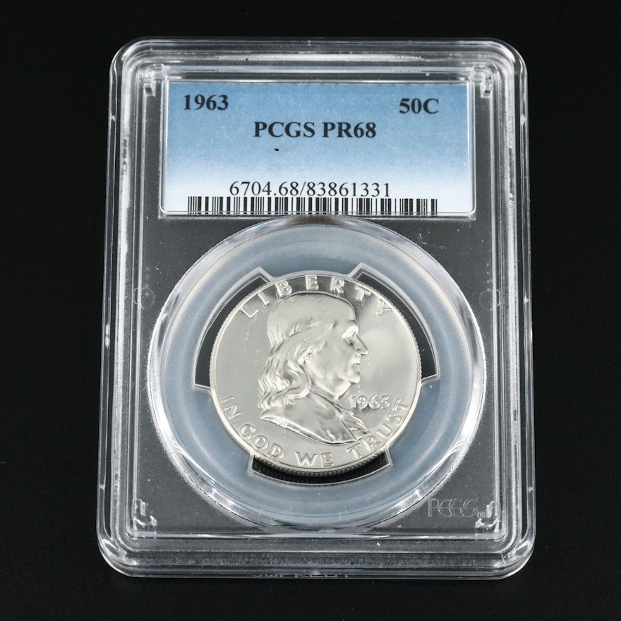 PCGS Graded PR68 1963 Franklin Silver Half Dollar