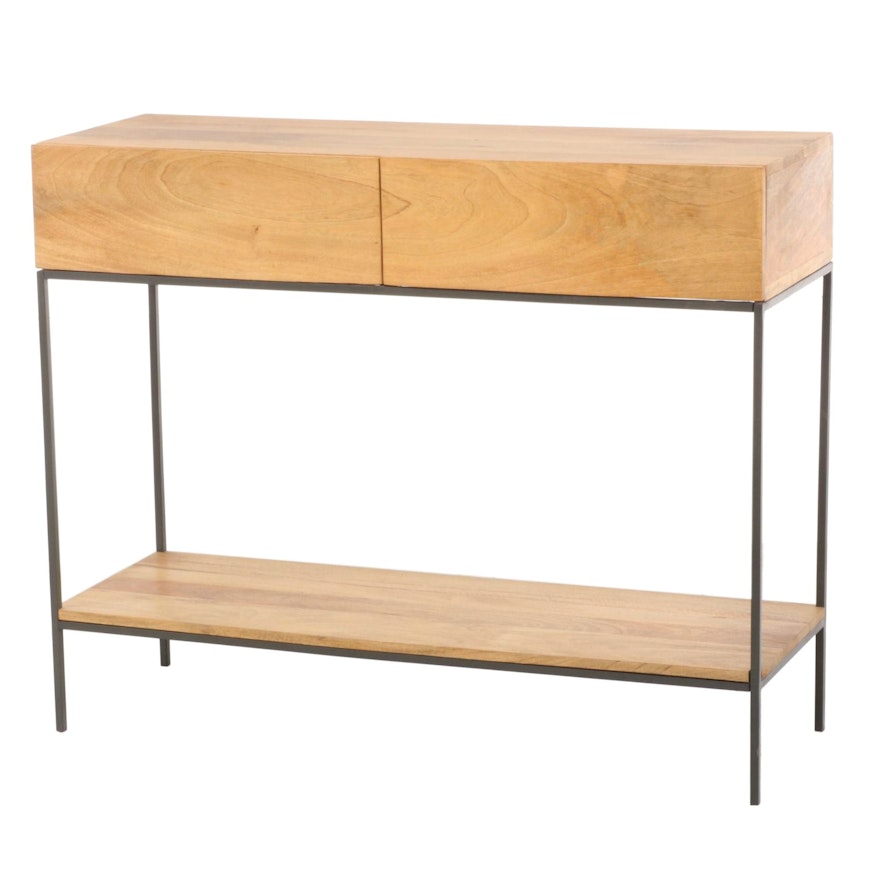 West Elm "Rustic Storage Collection" Mango Wood and Metal Console Table