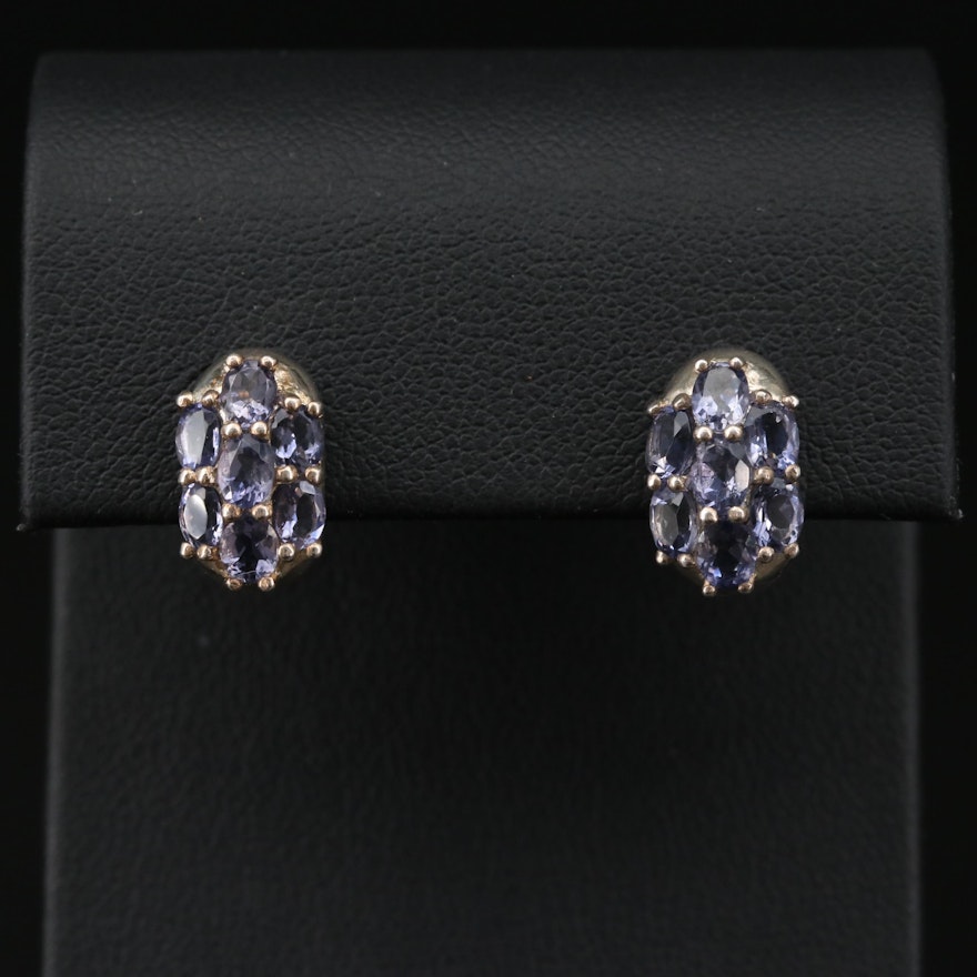 Sterling Silver Tanzanite J Hoop Earrings