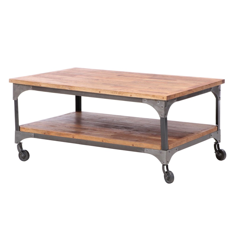 Industrial Style Wood and Metal Coffee Table