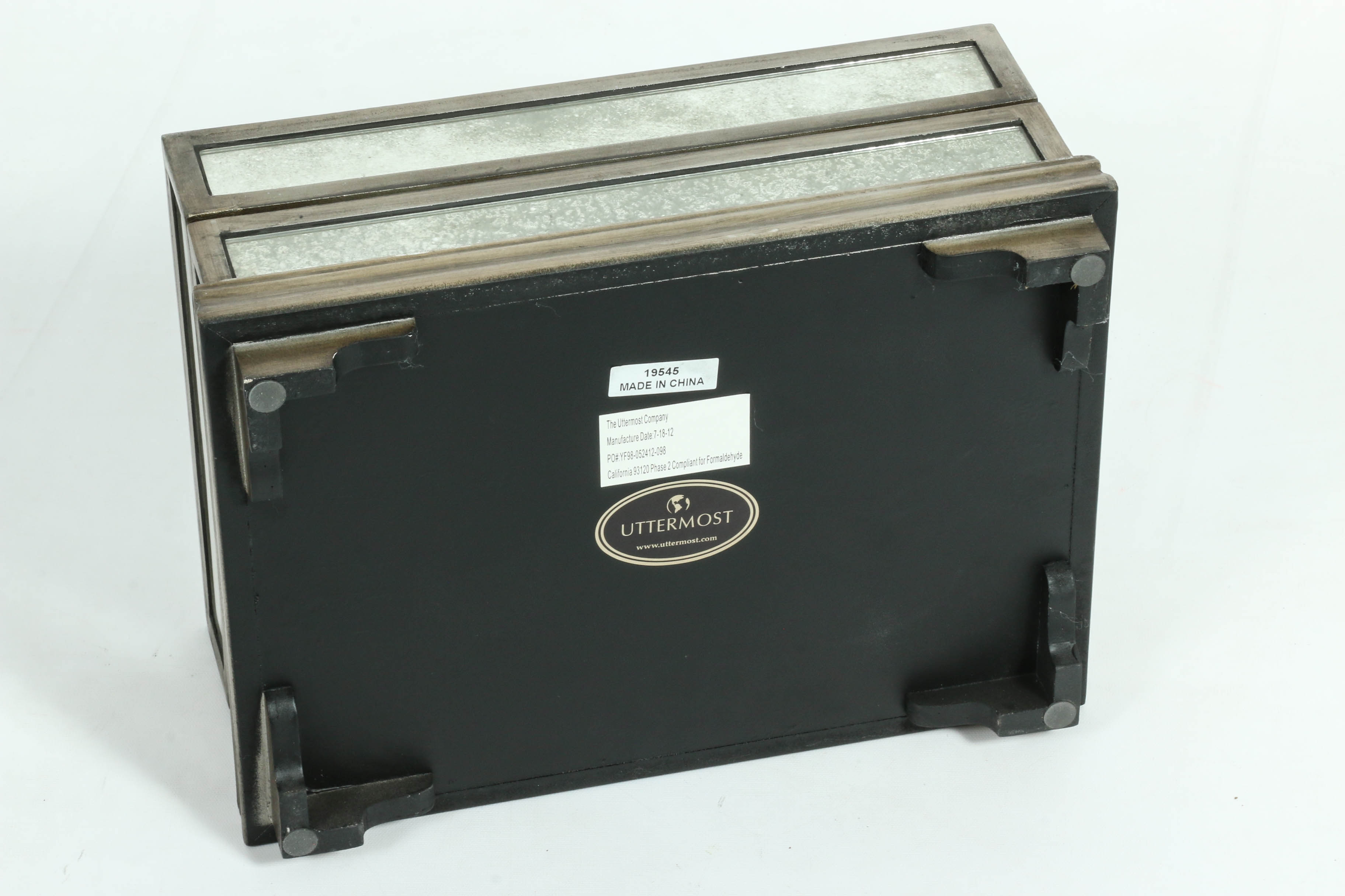 Modern Decor Including Mirrored Dresser Box, Inlaid Containers & Polished Horns