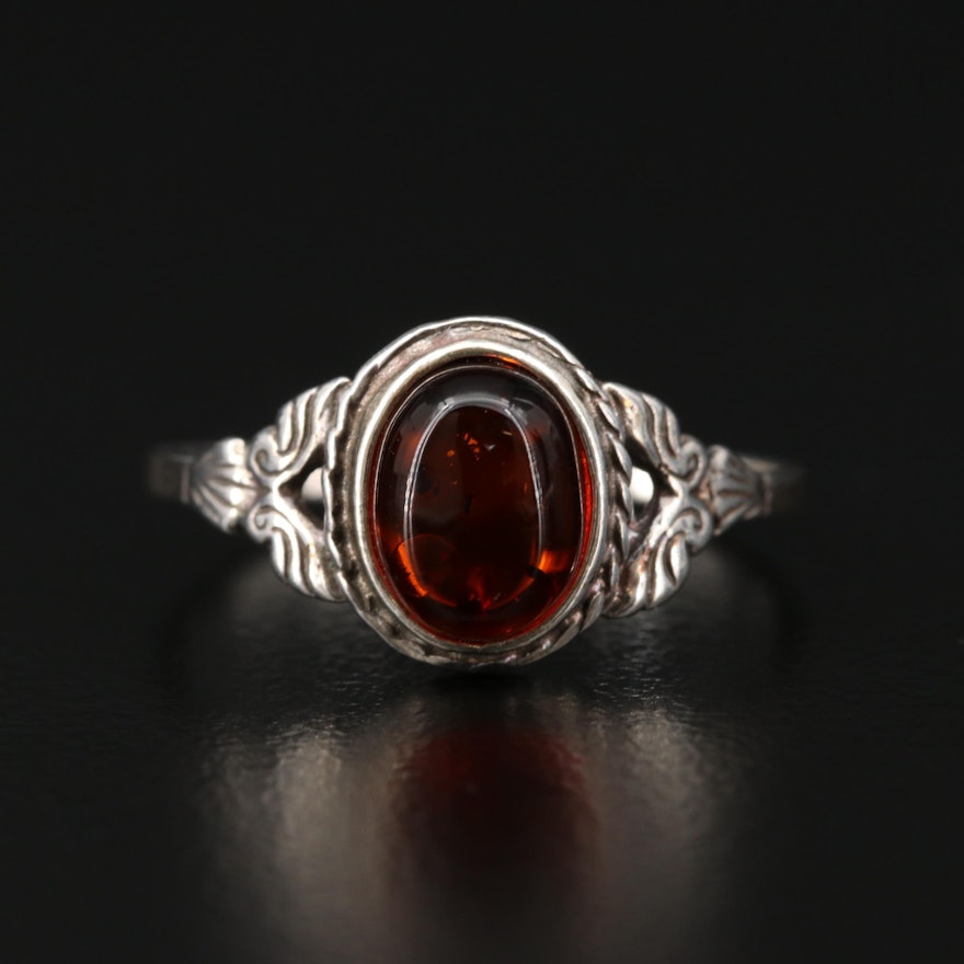 Sterling Silver Amber Ring