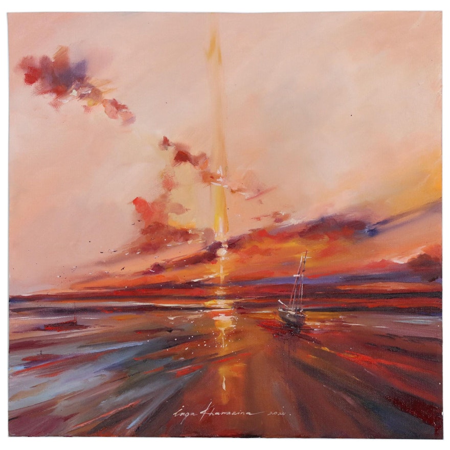Inga Khanarina Oil Painting of Nautical Landscape, 2020