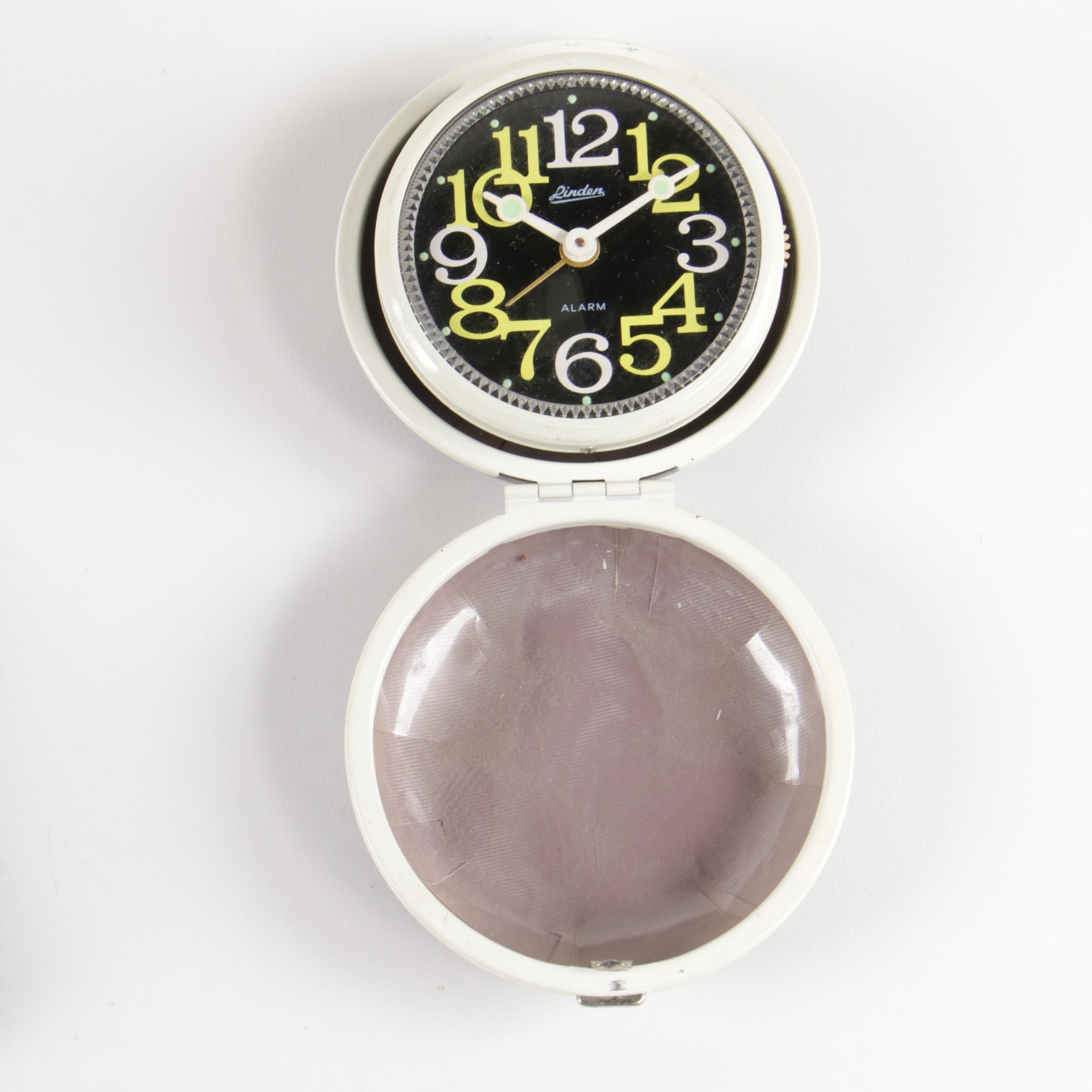Westclox, Phinney-Walker and Linden Art Deco Traveling Alarm Clocks