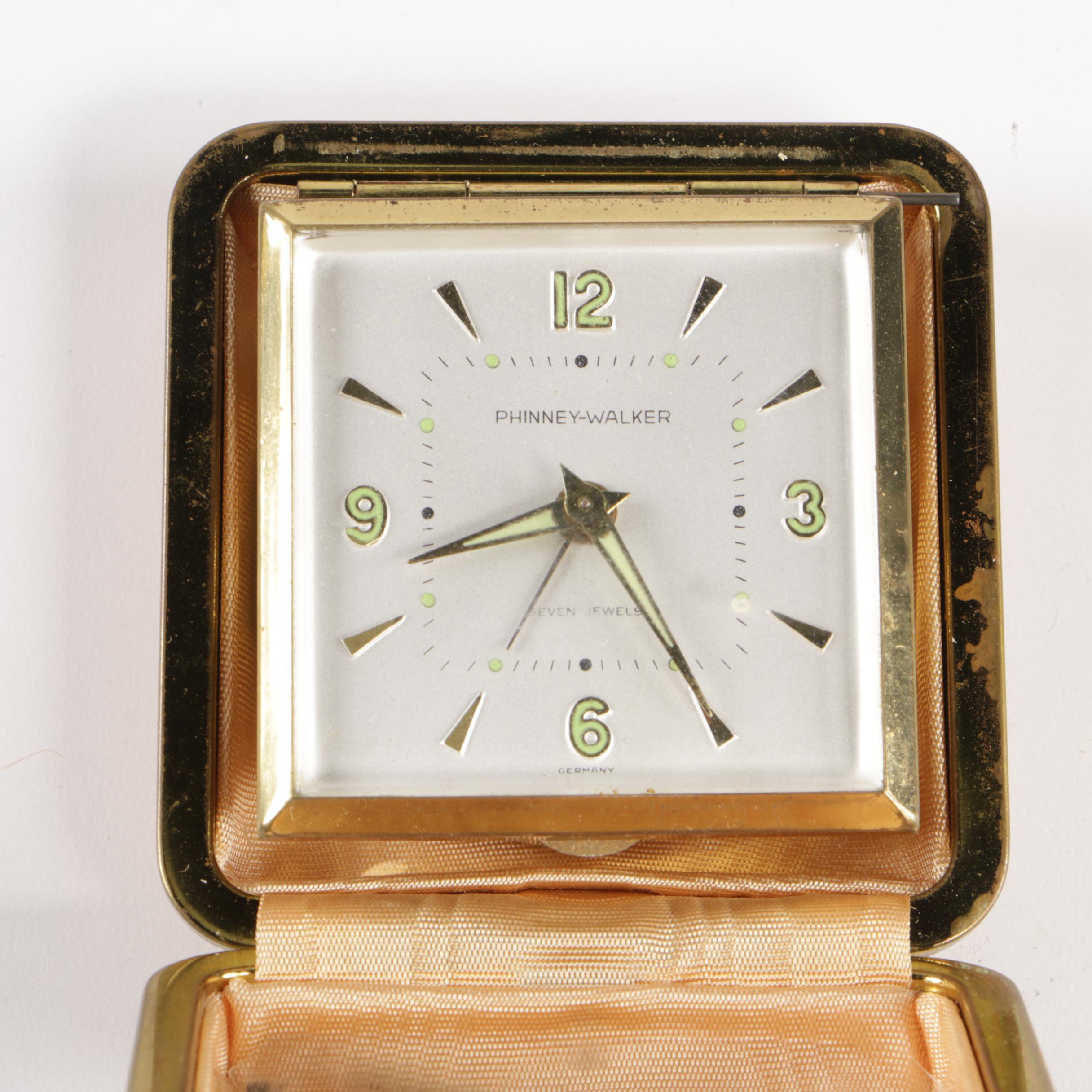 Westclox, Phinney-Walker and Linden Art Deco Traveling Alarm Clocks