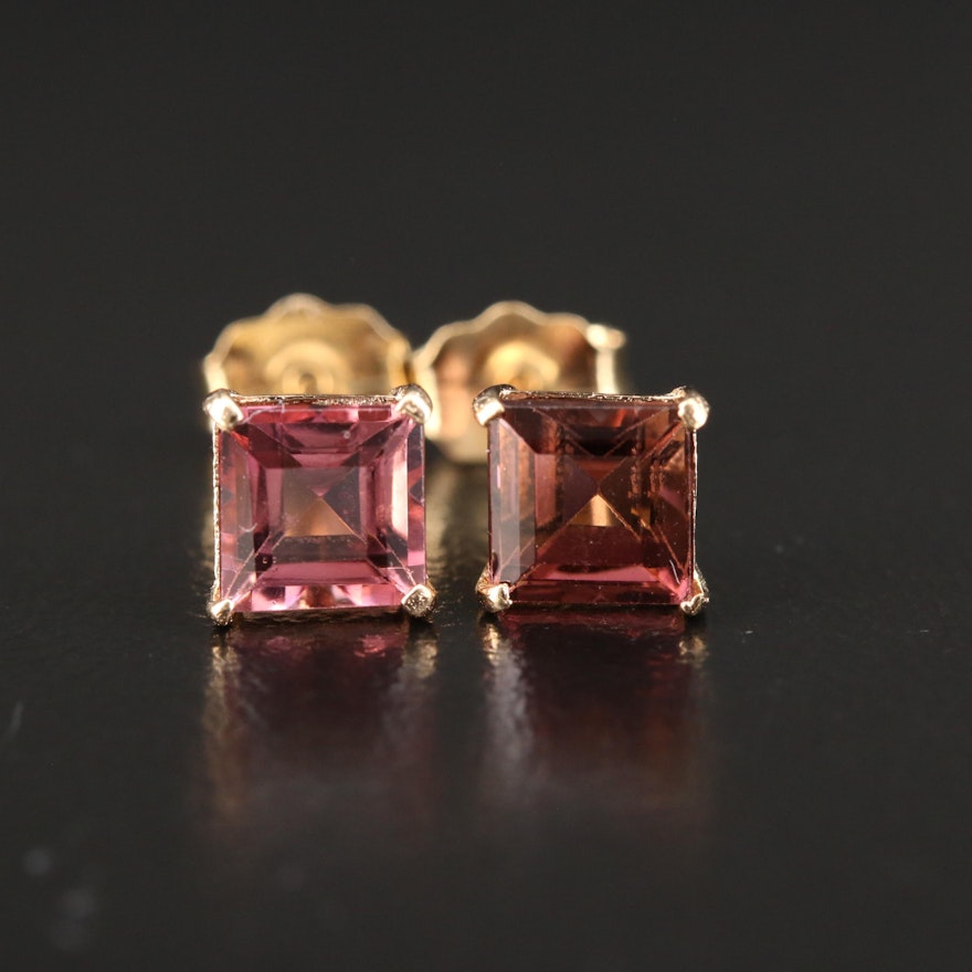 14K Yellow Gold Tourmaline Stud Earrings