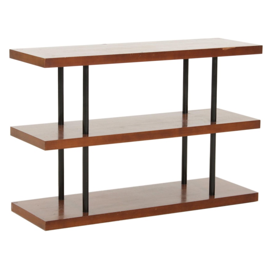 Contemporary Three Tier Wood and Metal Console Table