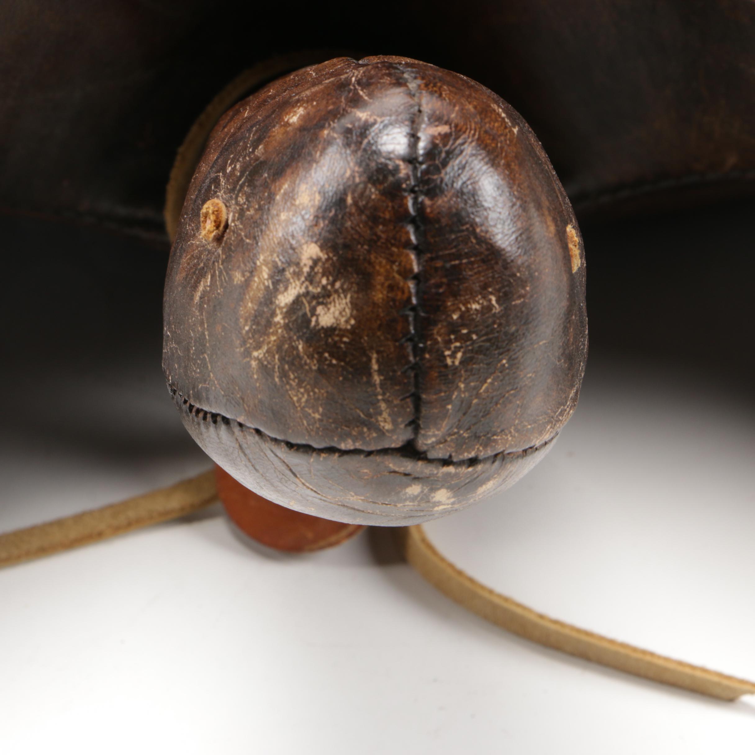 English Leather Turtle-Form Ottoman, Mid to Late 20th Century