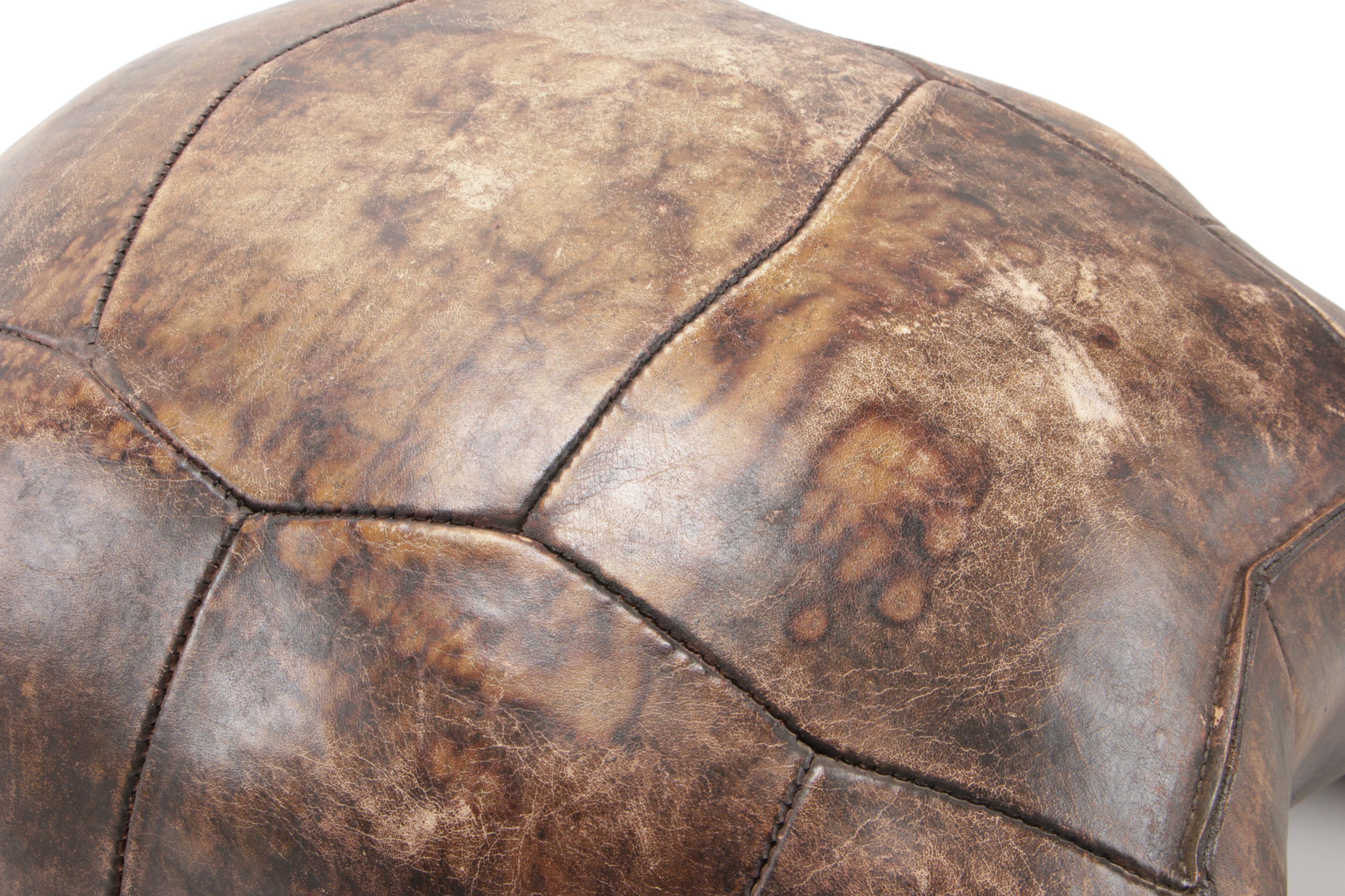 English Leather Turtle-Form Ottoman, Mid to Late 20th Century