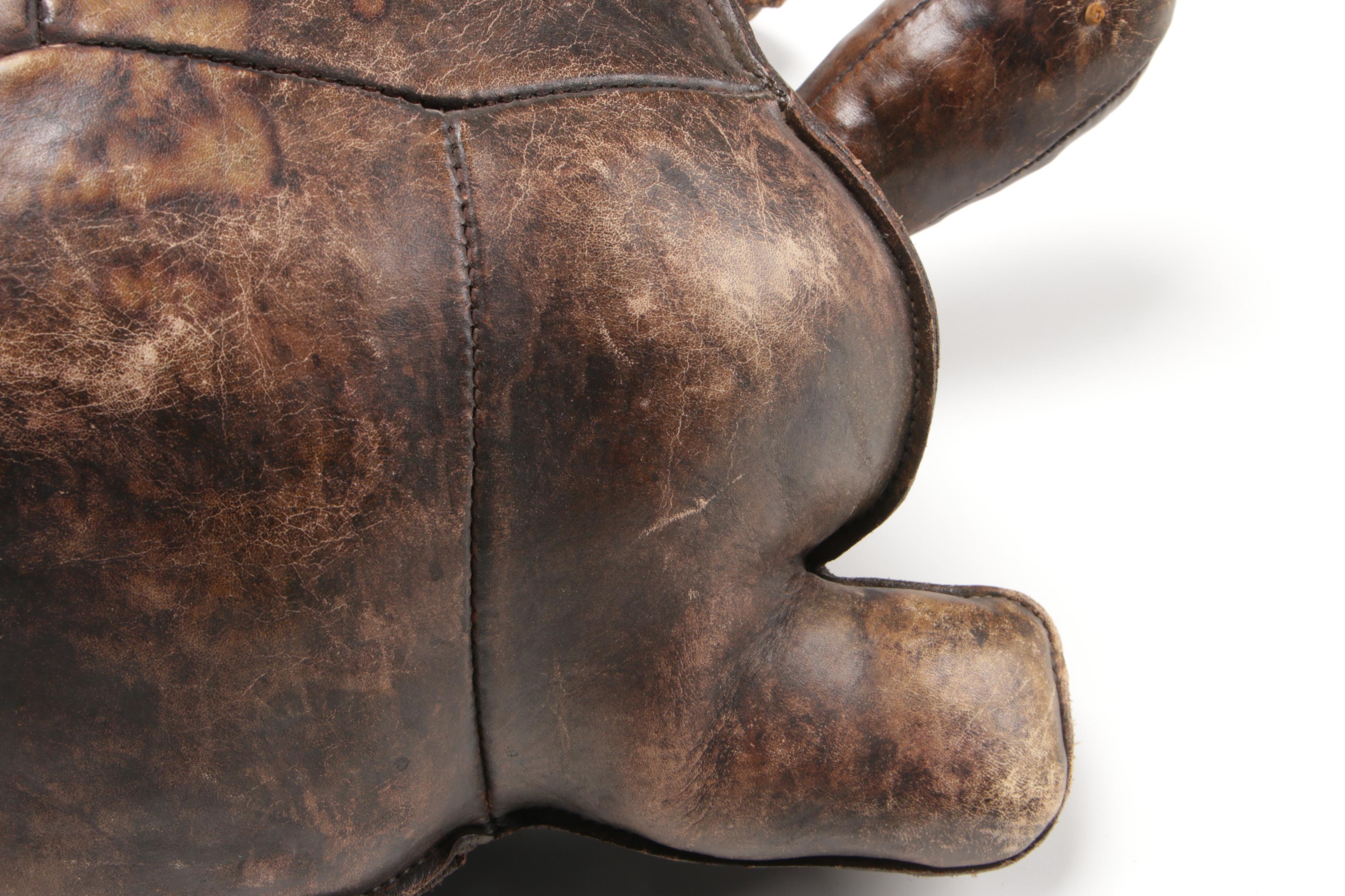 English Leather Turtle-Form Ottoman, Mid to Late 20th Century