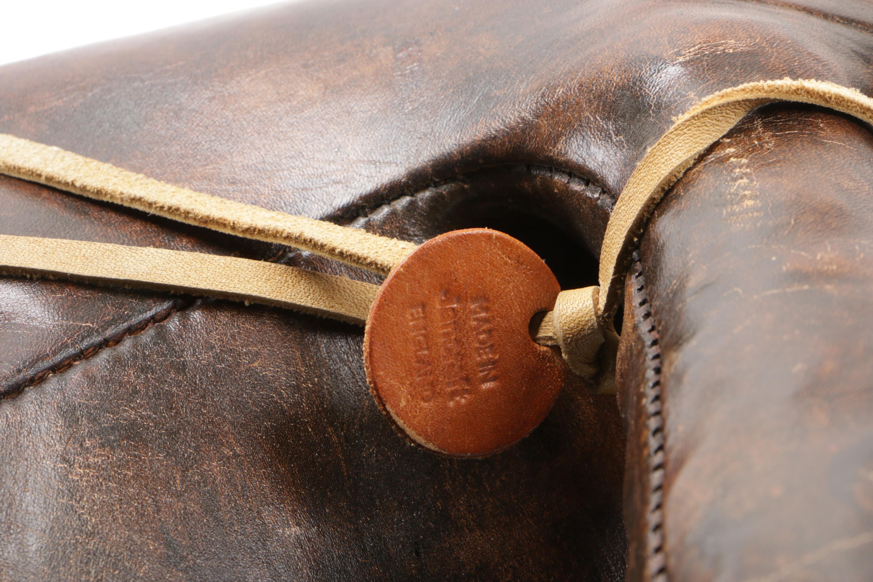 English Leather Turtle-Form Ottoman, Mid to Late 20th Century