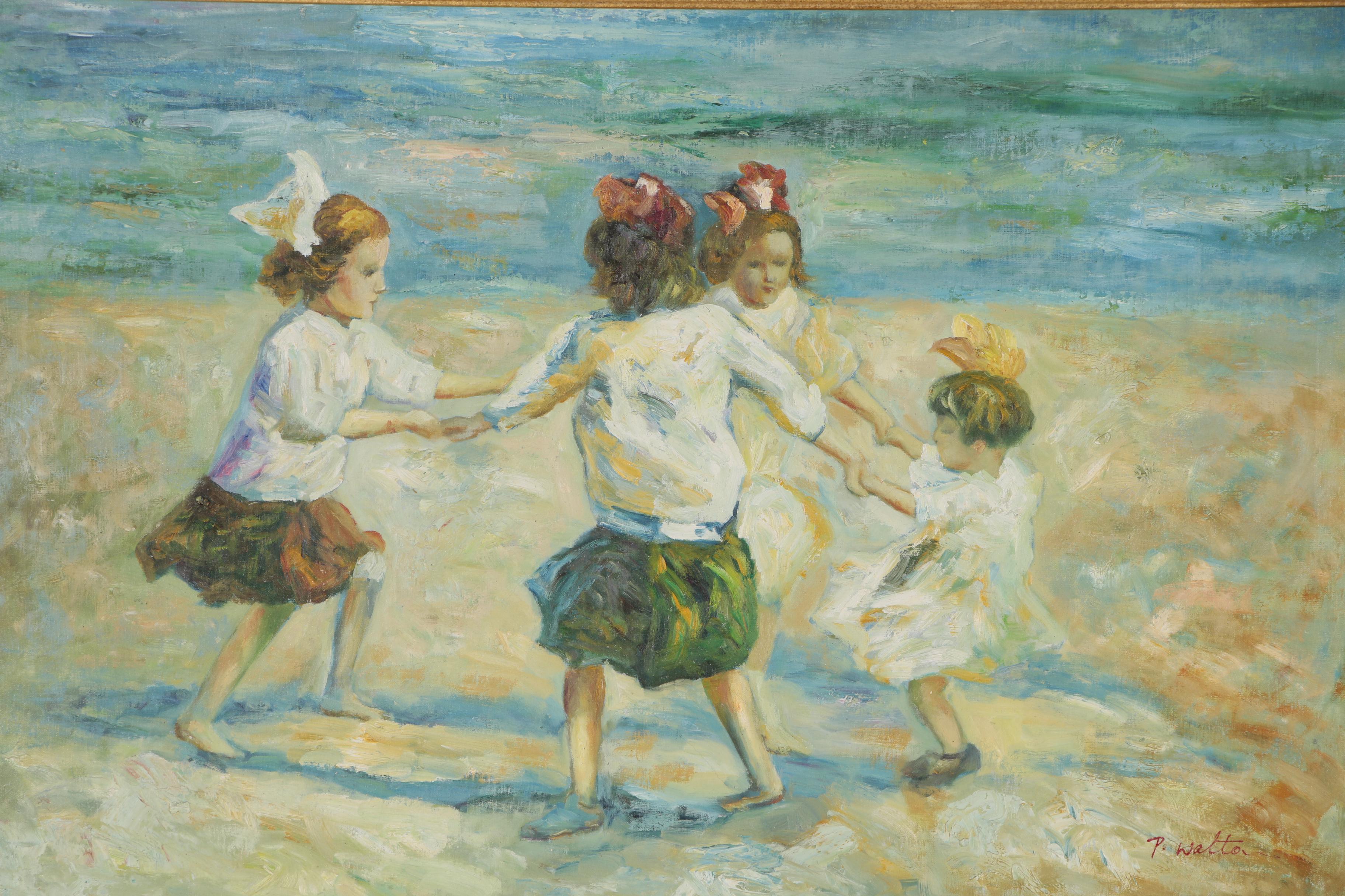 Oil Painting after Edward Henry Potthast "Ring Around the Rosy"