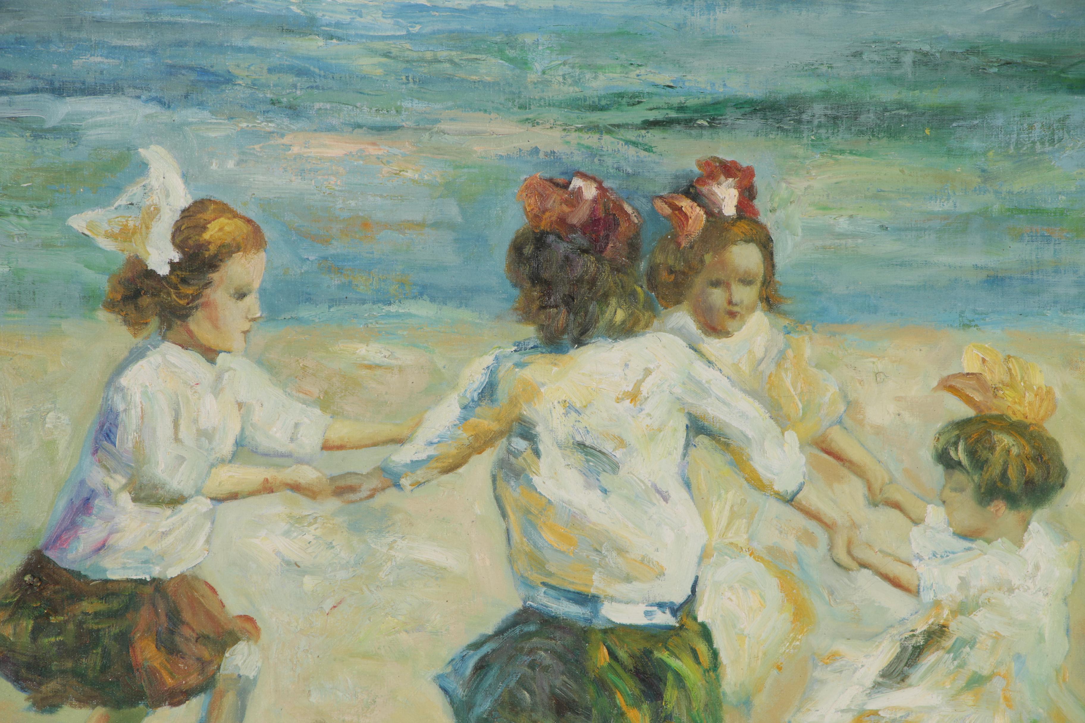 Oil Painting after Edward Henry Potthast "Ring Around the Rosy"